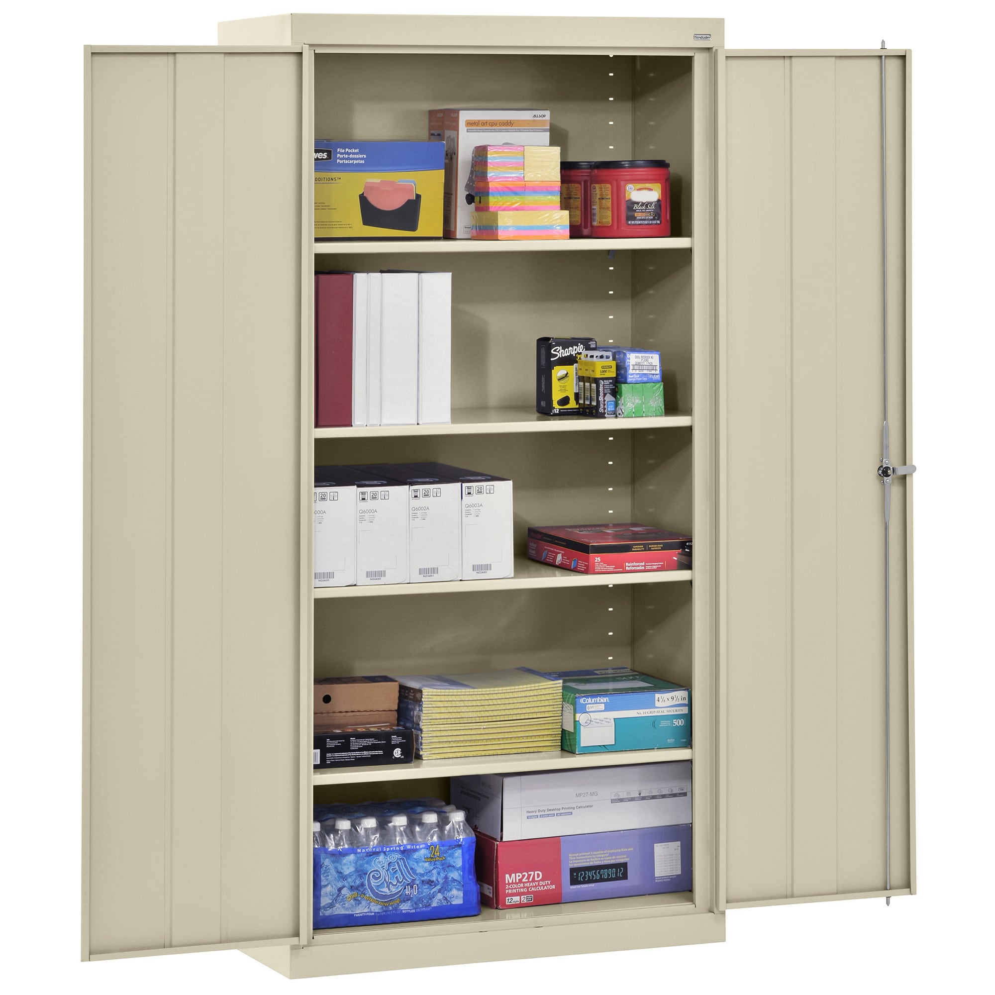 Gabinete de garaje de acero independiente en marrón/beige de 36 pulgadas de ancho x 72 pulgadas de alto x 24 pulgadas de profundidad Sandusky CA41362472-07