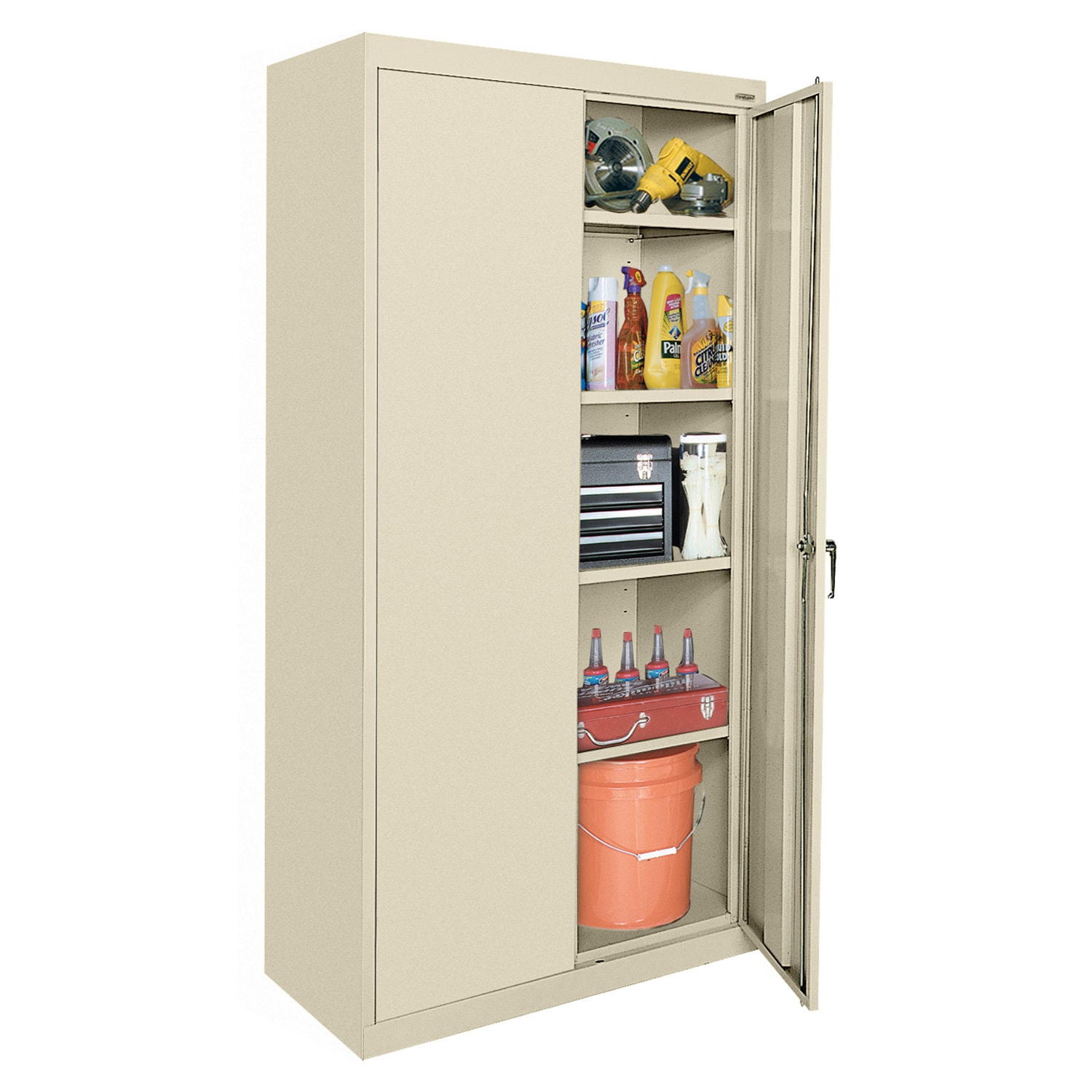 Gabinete de garaje de acero independiente en marrón/beige de 36 pulgadas de ancho x 72 pulgadas de alto x 24 pulgadas de profundidad Sandusky CA41362472-07