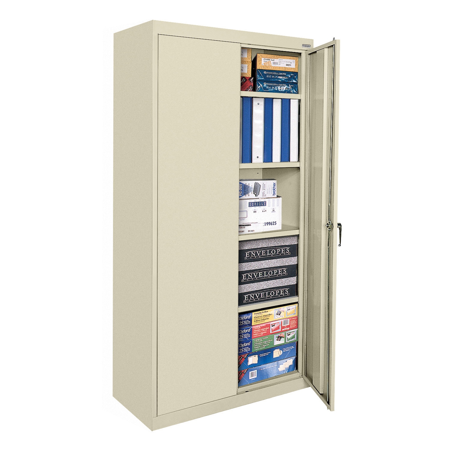 Gabinete de garaje de acero independiente en marrón/beige de 36 pulgadas de ancho x 72 pulgadas de alto x 24 pulgadas de profundidad Sandusky CA41362472-07
