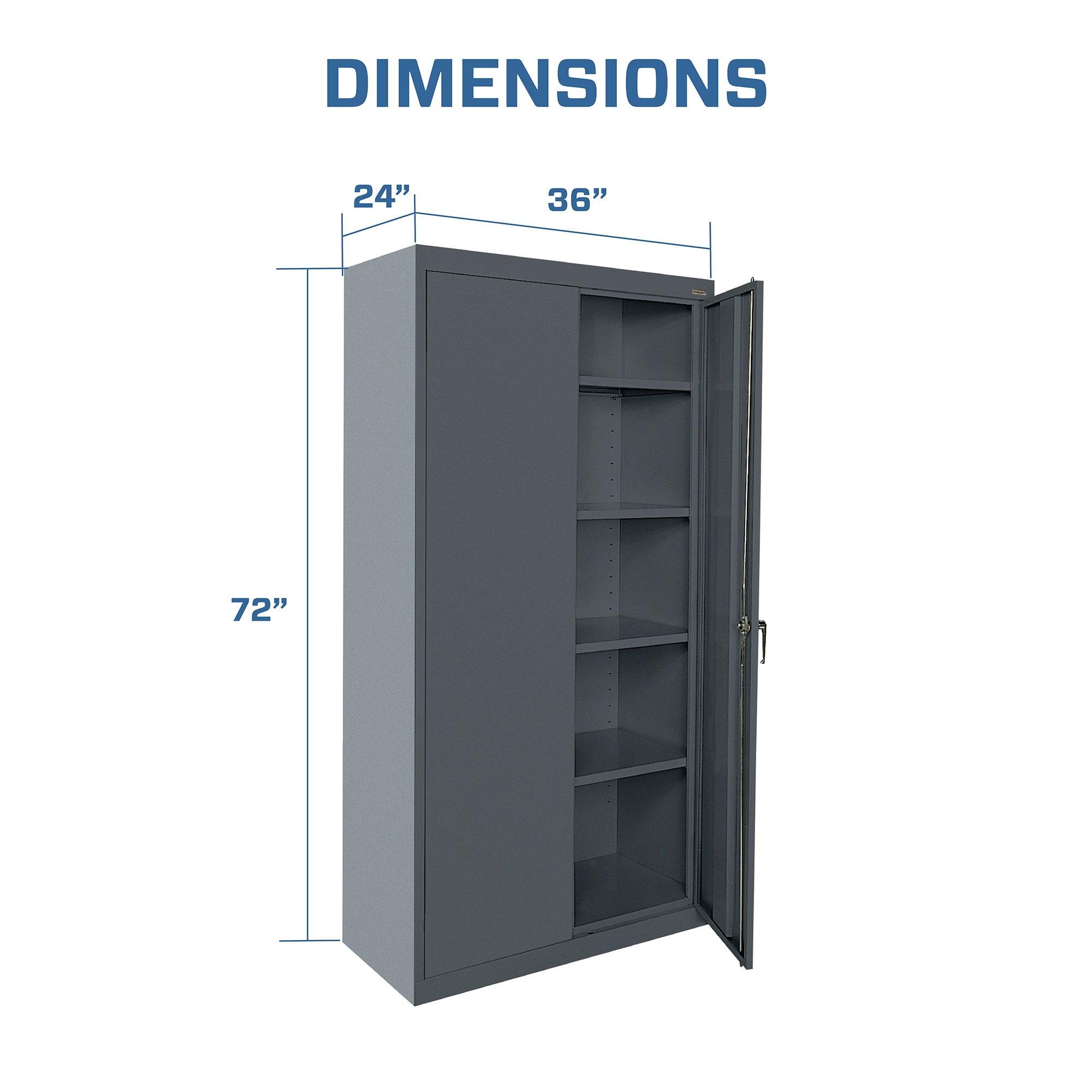 Gabinete de garaje de acero independiente en gris de 36 pulgadas de ancho x 72 pulgadas de alto x 24 pulgadas de profundidad Sandusky CA41362472-02