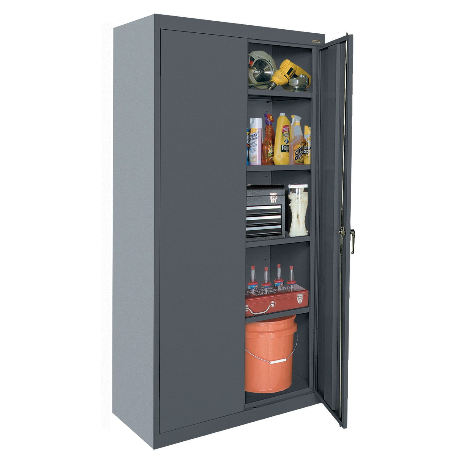 Gabinete de garaje de acero independiente en gris de 36 pulgadas de ancho x 72 pulgadas de alto x 24 pulgadas de profundidad Sandusky CA41362472-02