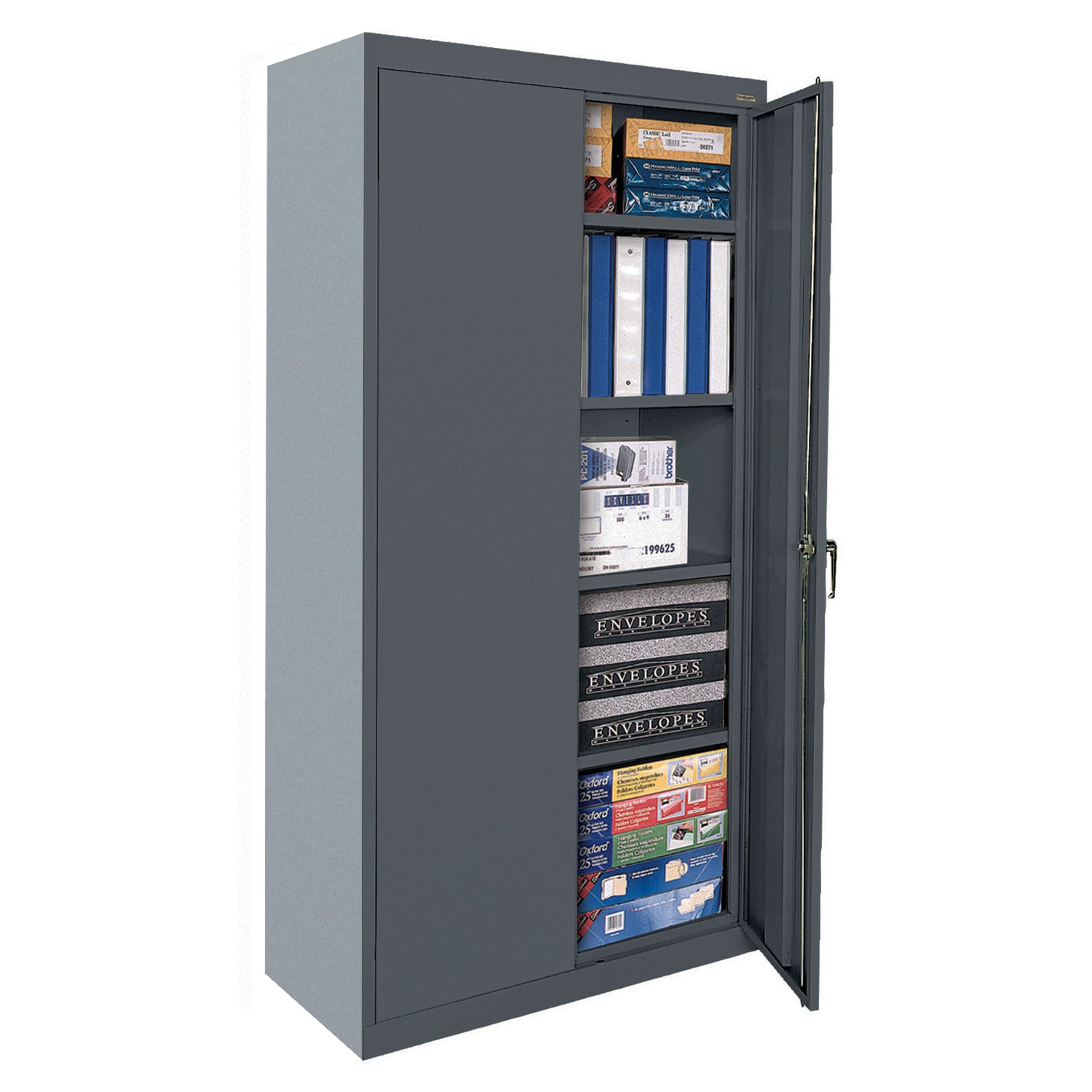 Gabinete de garaje de acero independiente en gris de 36 pulgadas de ancho x 72 pulgadas de alto x 24 pulgadas de profundidad Sandusky CA41362472-02
