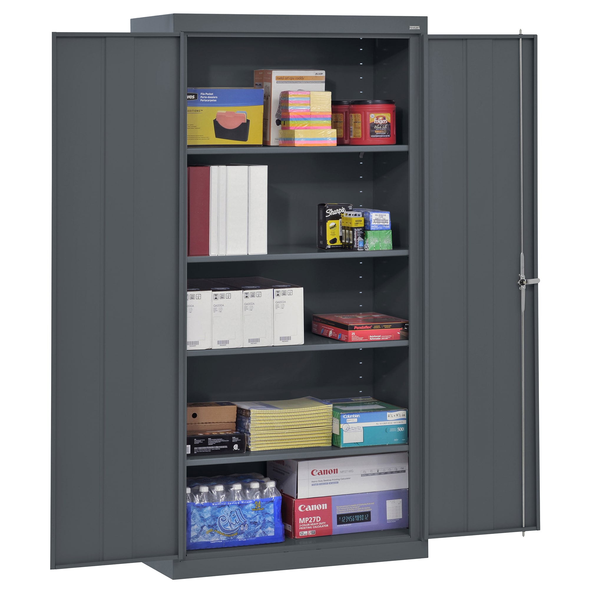 Gabinete de garaje de acero independiente en gris de 36 pulgadas de ancho x 72 pulgadas de alto x 24 pulgadas de profundidad Sandusky CA41362472-02