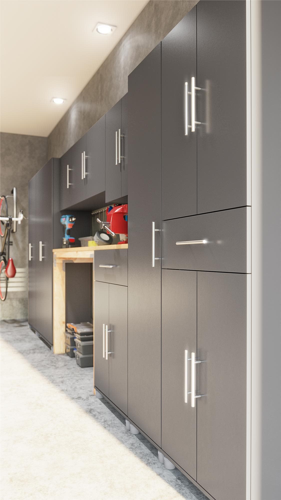 Gabinete de almacenamiento de utilidad independiente de madera compuesta gris grafito/gris grafito Camberly de Ameriwood Home de 35.68 pulgadas de ancho x 74.31 pulgadas de alto 3402408COM.