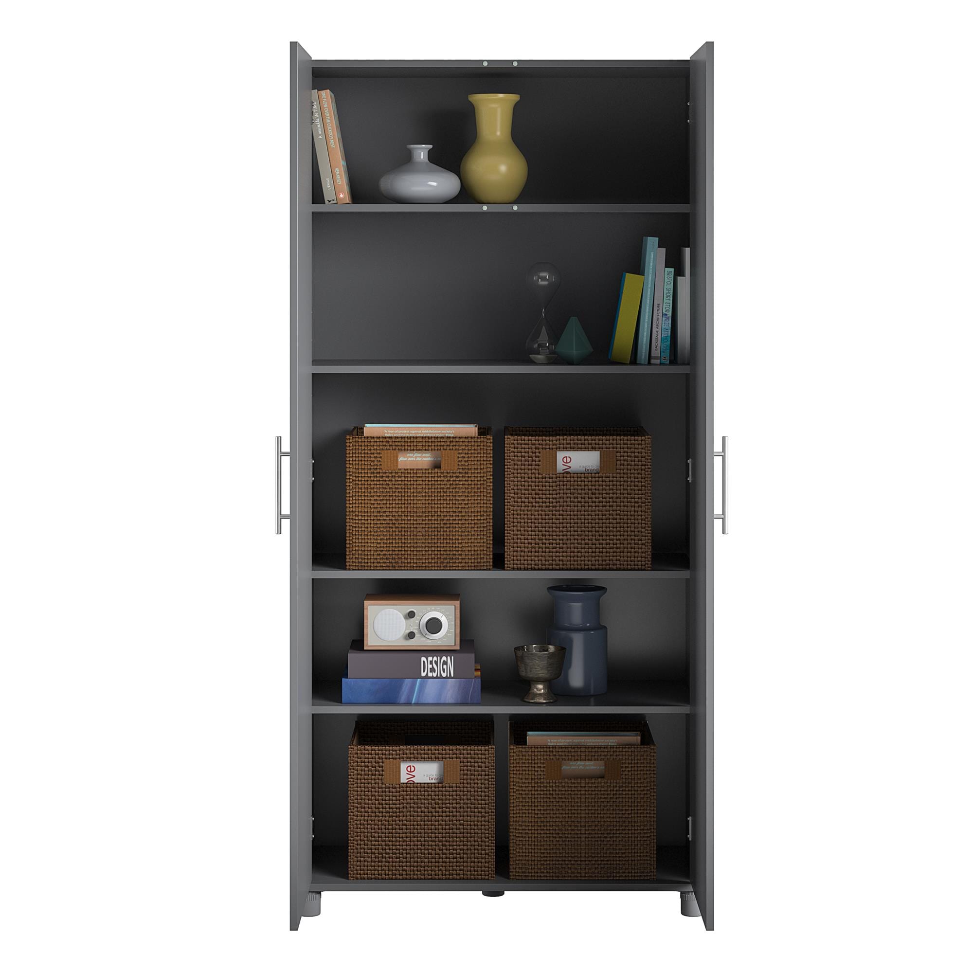 Gabinete de almacenamiento de utilidad independiente de madera compuesta gris grafito/gris grafito Camberly de Ameriwood Home de 35.68 pulgadas de ancho x 74.31 pulgadas de alto 3402408COM.