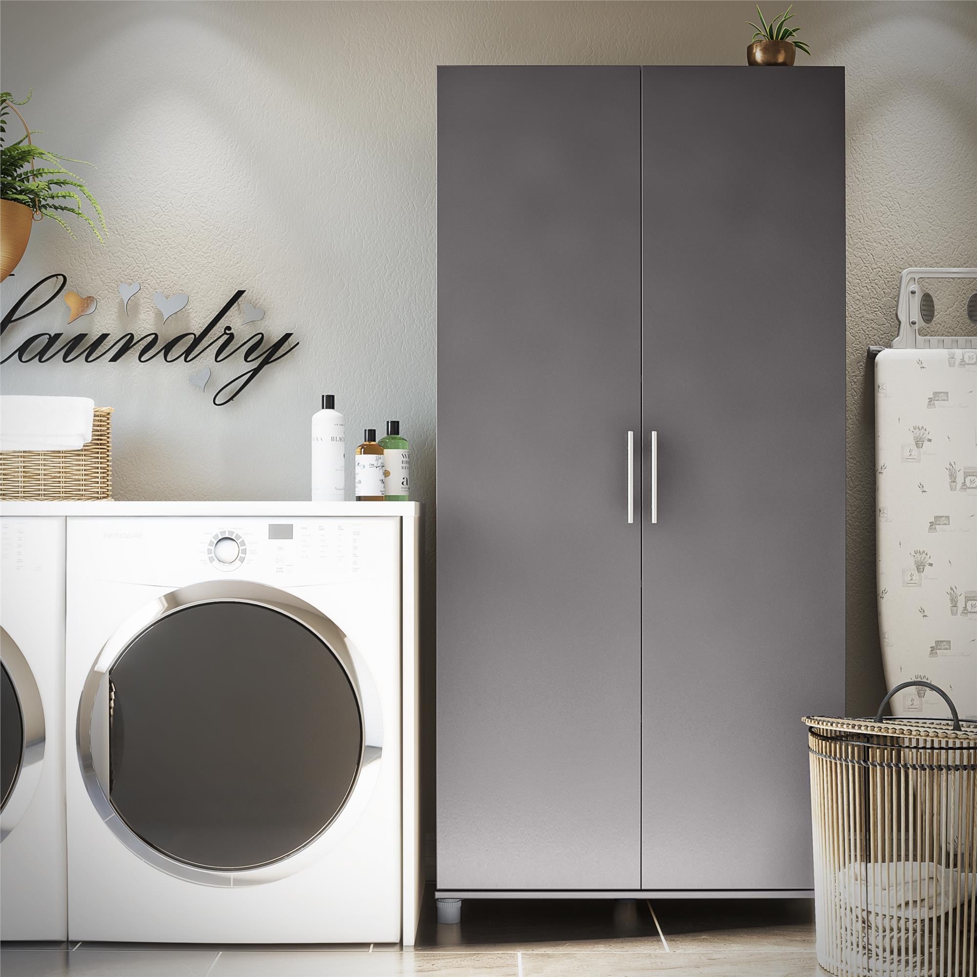 Gabinete de almacenamiento de utilidad independiente de madera compuesta gris grafito/gris grafito Camberly de Ameriwood Home de 35.68 pulgadas de ancho x 74.31 pulgadas de alto 3402408COM.