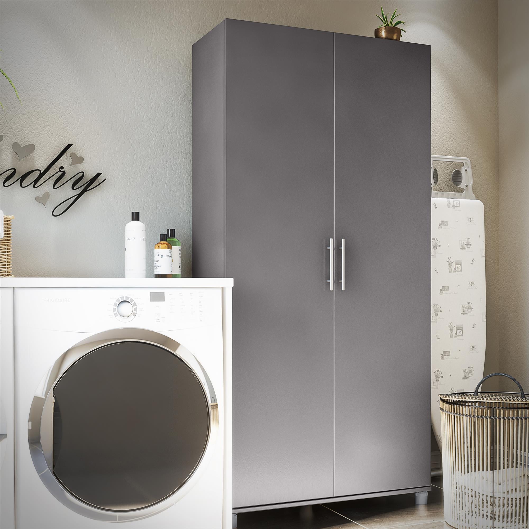 Gabinete de almacenamiento de utilidad independiente de madera compuesta gris grafito/gris grafito Camberly de Ameriwood Home de 35.68 pulgadas de ancho x 74.31 pulgadas de alto 3402408COM.