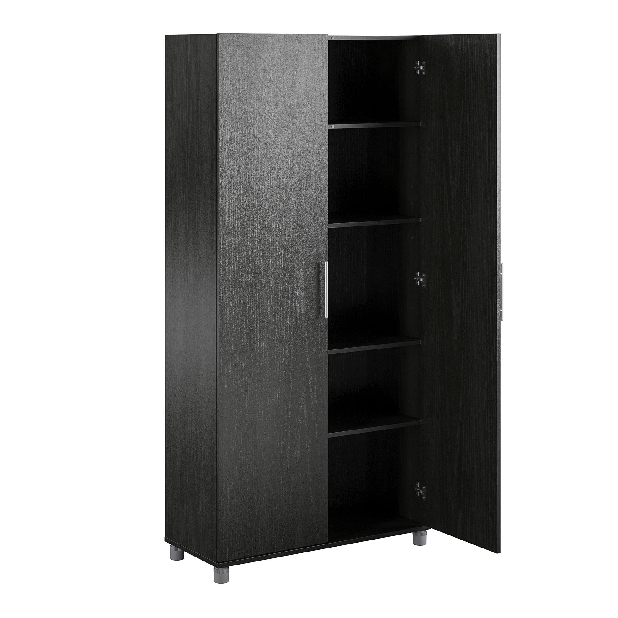 Gabinete de almacenamiento independiente de utilidad de madera compuesta de roble negro/caída de la noche Ameriwood Home Camberly 35.68 pulgadas de ancho x 74.31 pulgadas de altura 3402335COM