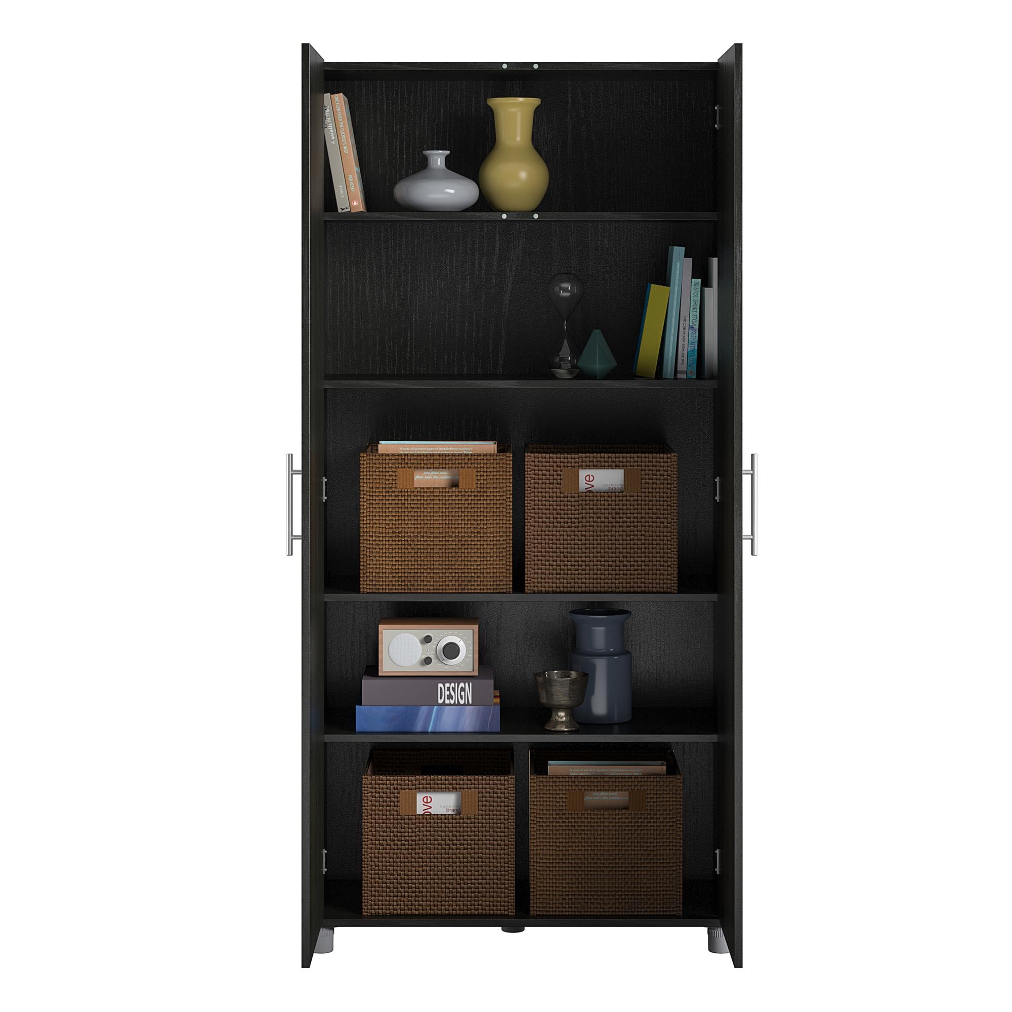 Gabinete de almacenamiento independiente de utilidad de madera compuesta de roble negro/caída de la noche Ameriwood Home Camberly 35.68 pulgadas de ancho x 74.31 pulgadas de altura 3402335COM