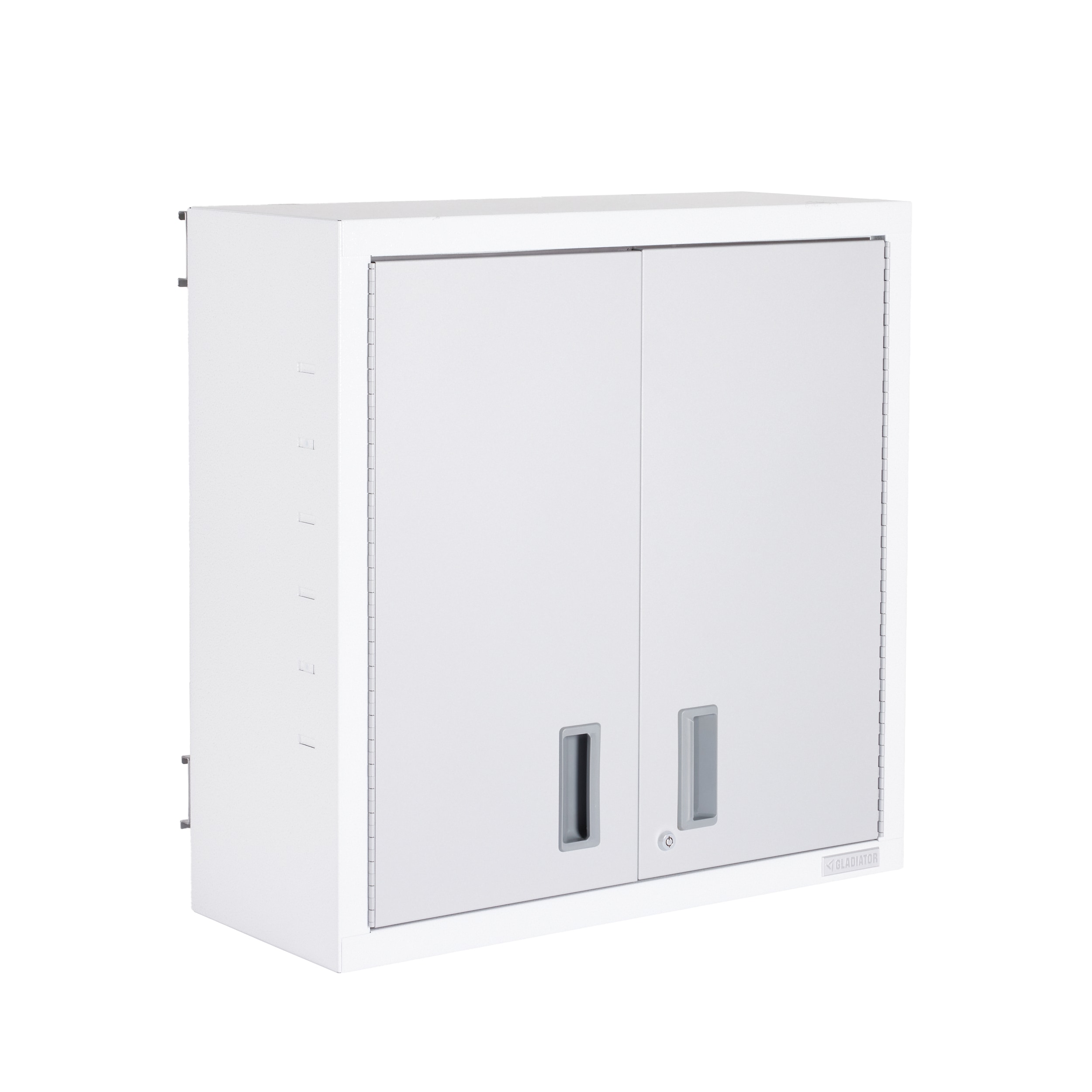Gabinete de garaje de acero montado en la pared en blanco Gladiator Premier Wall GearBox 30.0000 pulgadas W x 30.0000 pulgadas H x 12.0000 pulgadas D