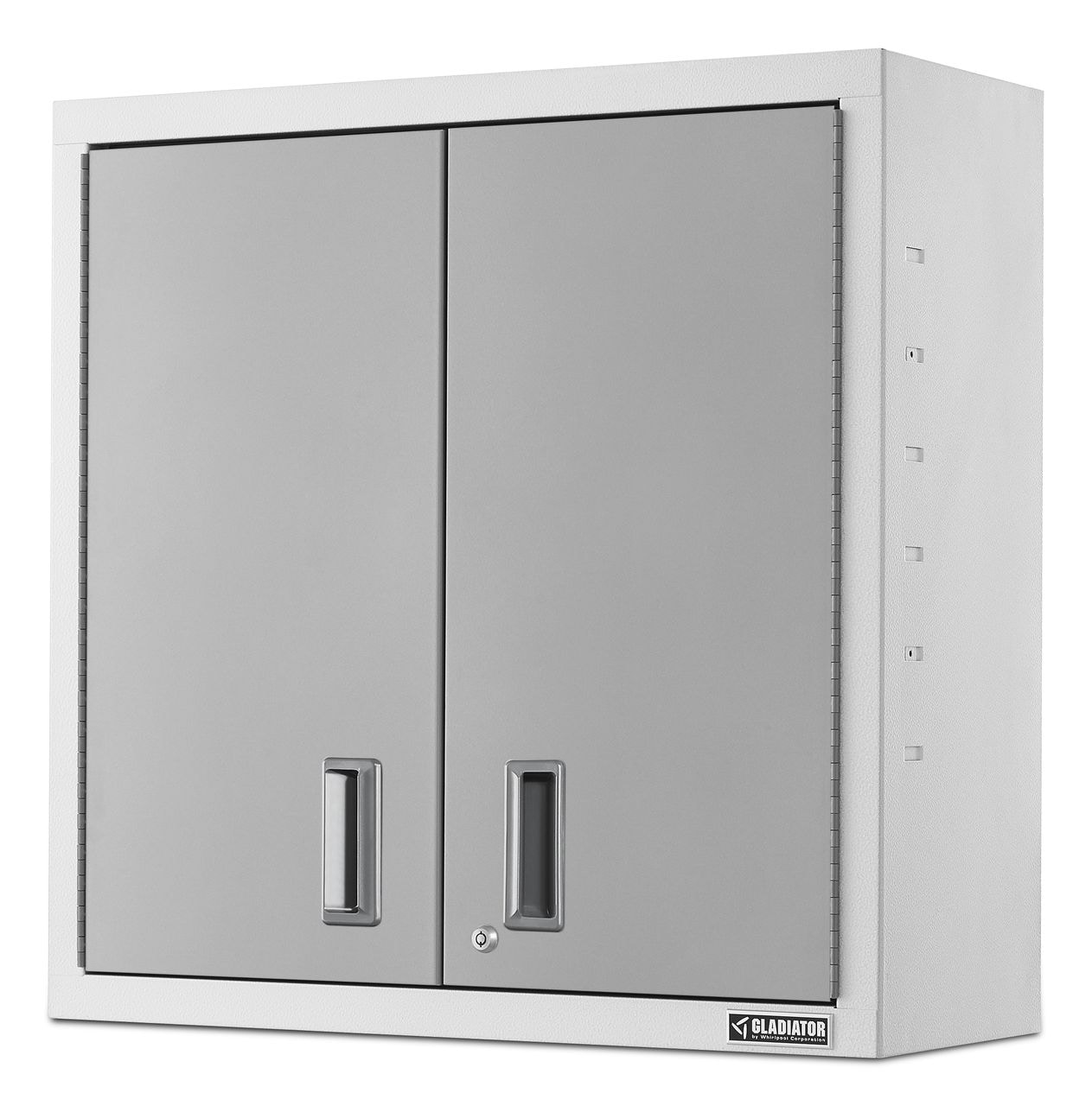 Gabinete de garaje de acero montado en la pared en blanco Gladiator Premier Wall GearBox 30.0000 pulgadas W x 30.0000 pulgadas H x 12.0000 pulgadas D