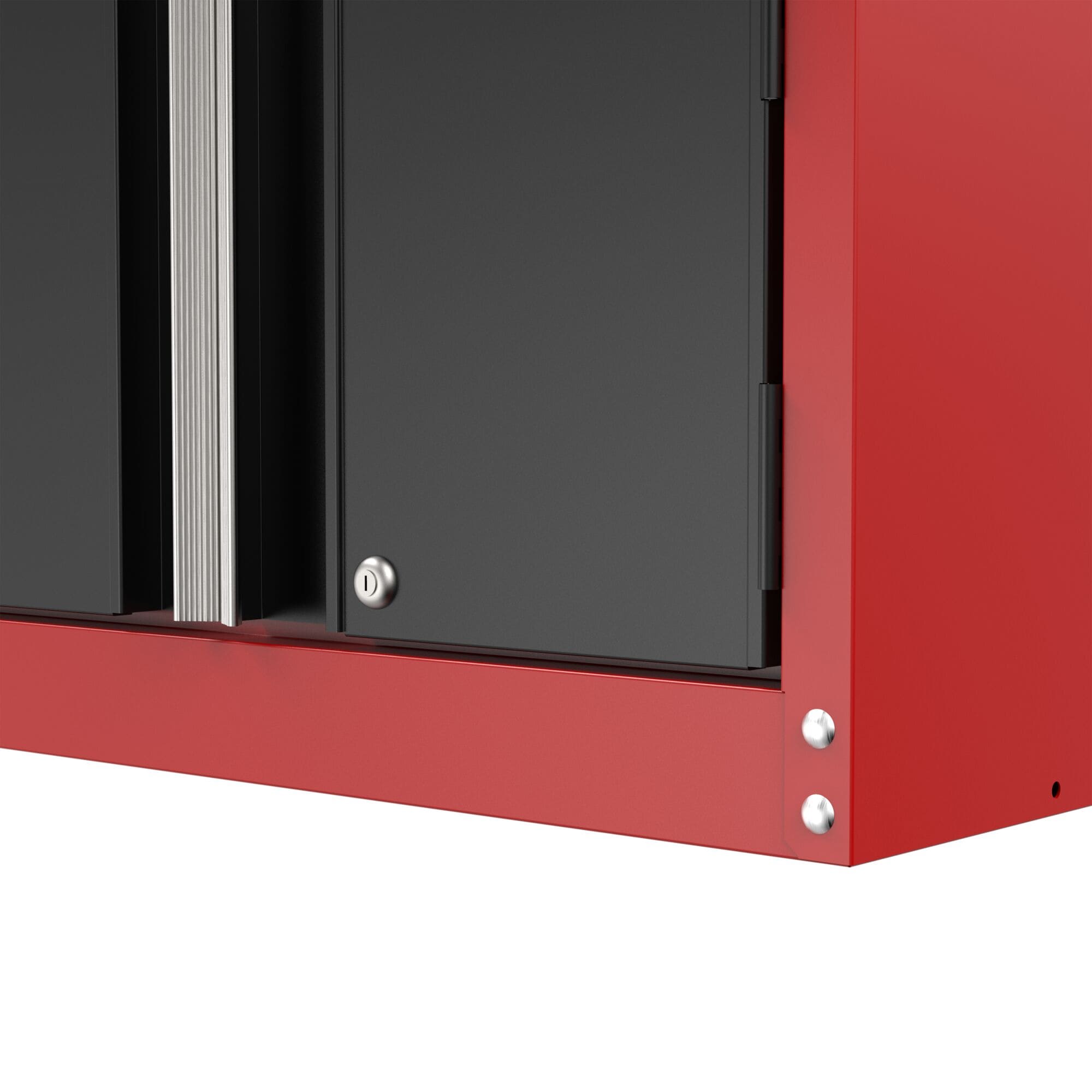 Gabinete de garaje de acero montado en la pared CRAFTSMAN 26.5 pulgadas de ancho x 18.14 pulgadas de alto x 12.03 pulgadas de profundidad en color rojo CMST21802RB
