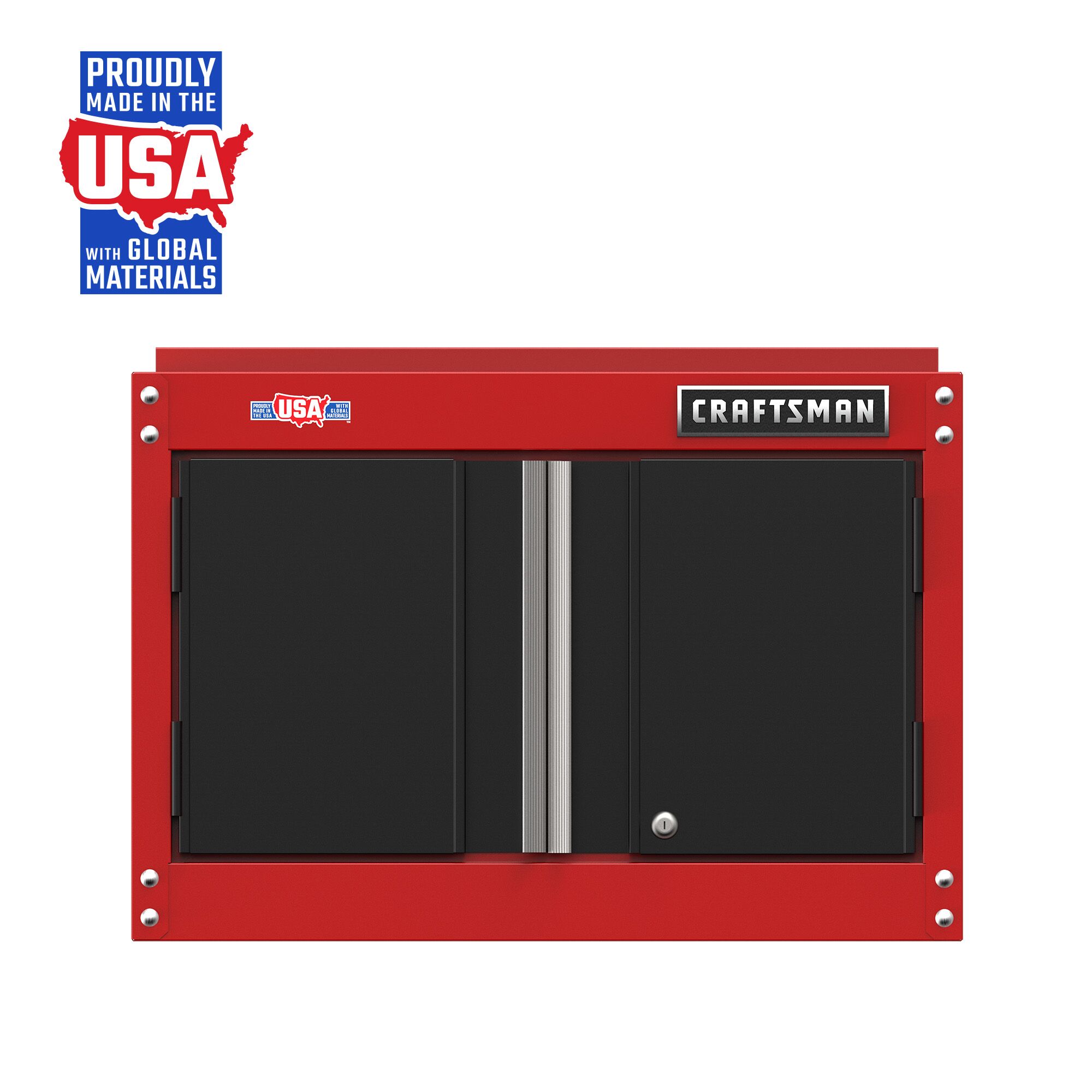 Gabinete de garaje de acero montado en la pared CRAFTSMAN 26.5 pulgadas de ancho x 18.14 pulgadas de alto x 12.03 pulgadas de profundidad en color rojo CMST21802RB