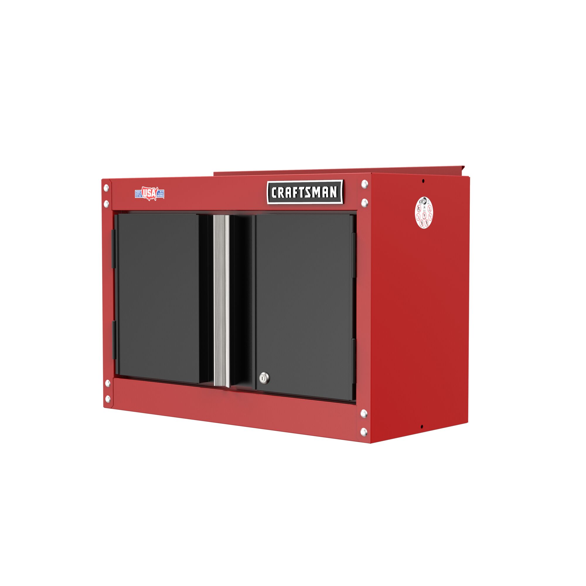 Gabinete de garaje de acero montado en la pared CRAFTSMAN 26.5 pulgadas de ancho x 18.14 pulgadas de alto x 12.03 pulgadas de profundidad en color rojo CMST21802RB