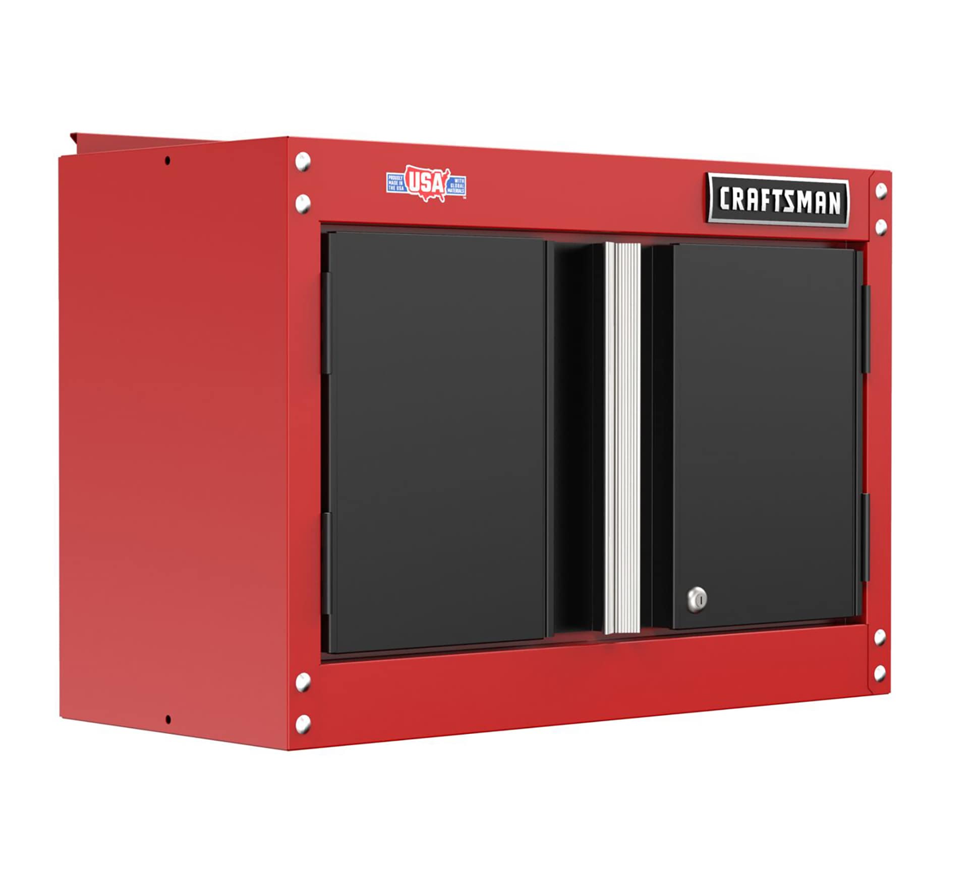 Gabinete de garaje de acero montado en la pared CRAFTSMAN 26.5 pulgadas de ancho x 18.14 pulgadas de alto x 12.03 pulgadas de profundidad en color rojo CMST21802RB
