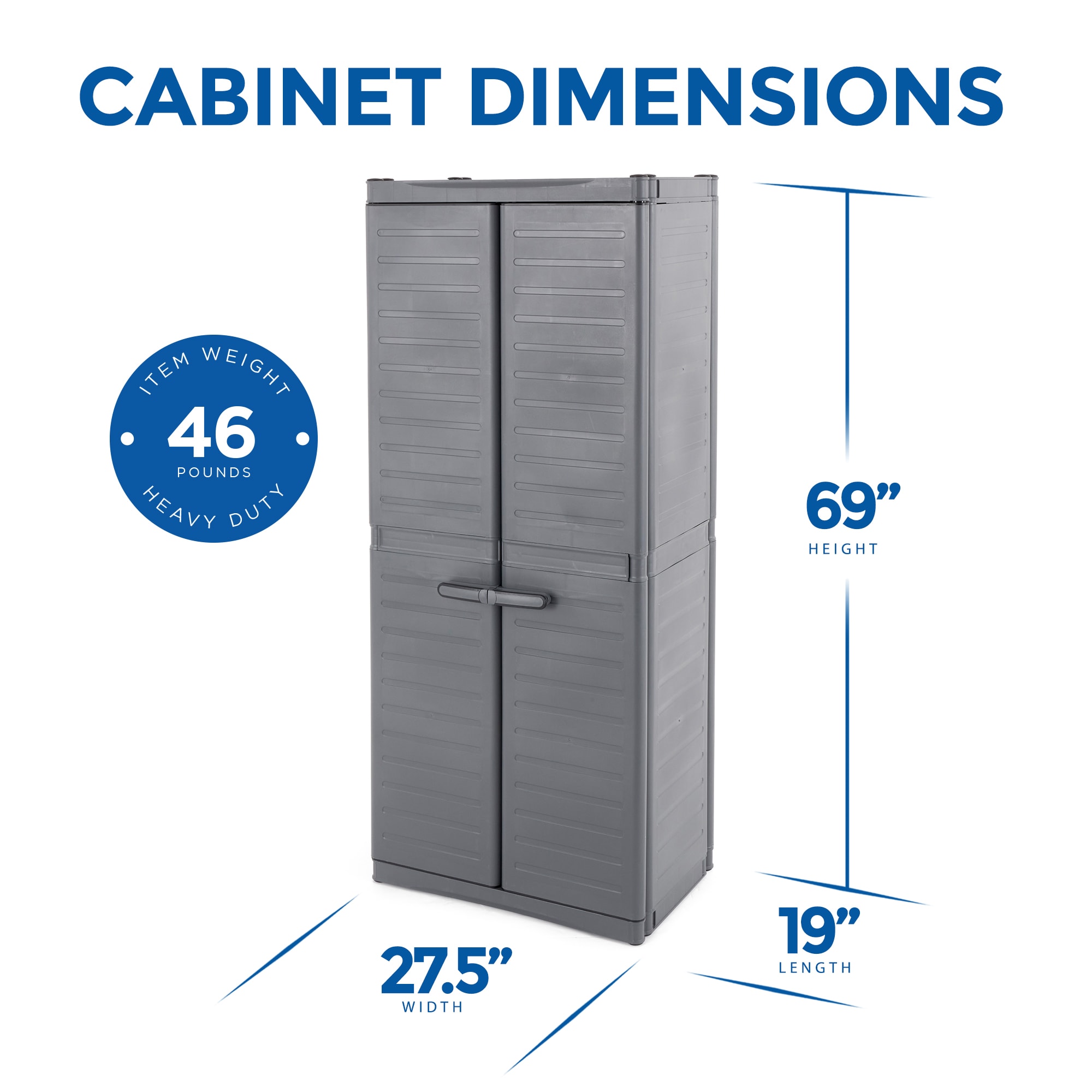 Gabinete de Almacenamiento Utilitario de Plástico Gris/Negro Autosoportado de Gracious Living de 17 pulgadas de ancho x 69 pulgadas de alto 290691