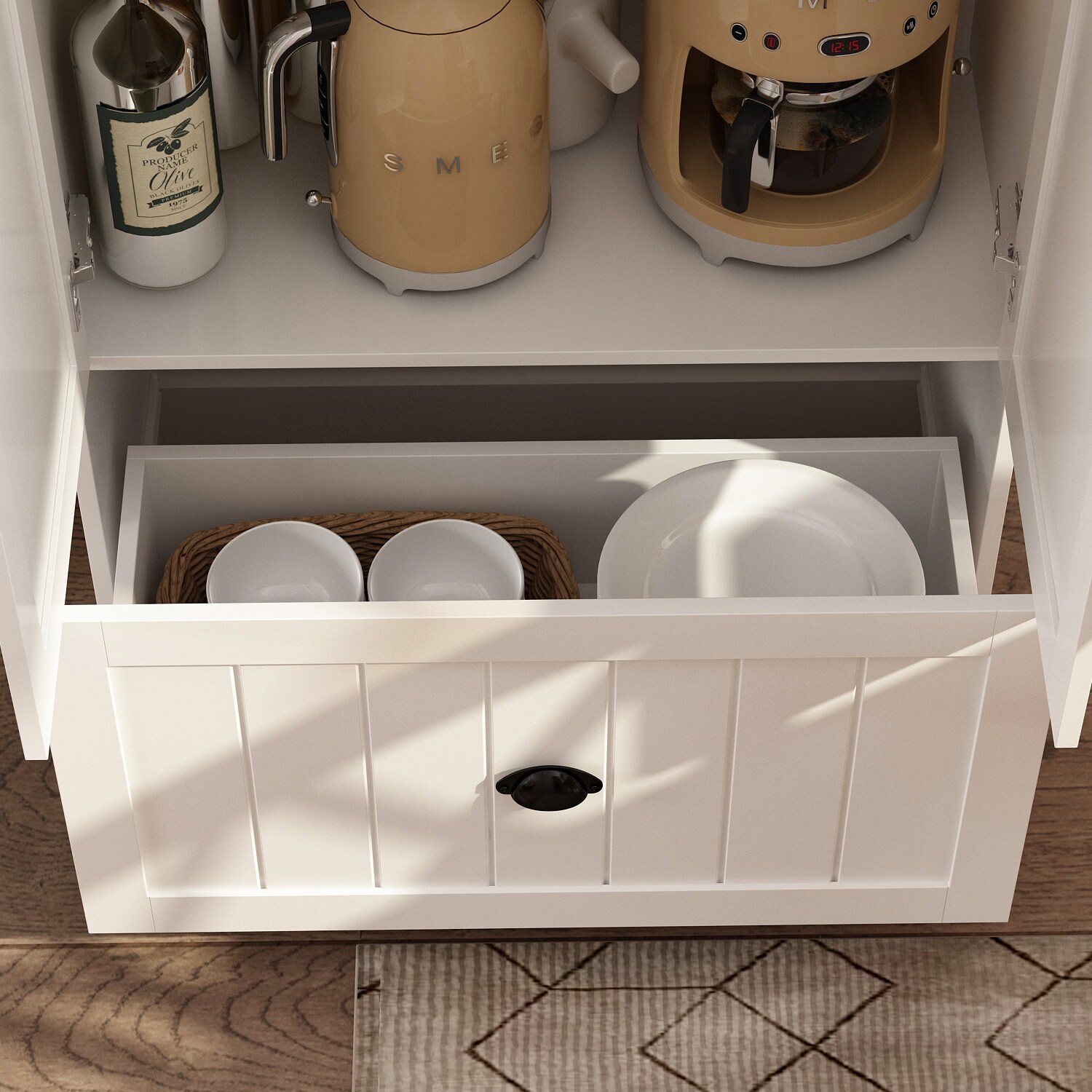 Gabinete de almacenamiento utility independiente de madera compuesta blanca FUFU&GAGA 27.6 pulgadas de ancho x 70.9 pulgadas de alto LJY-KF020324-01