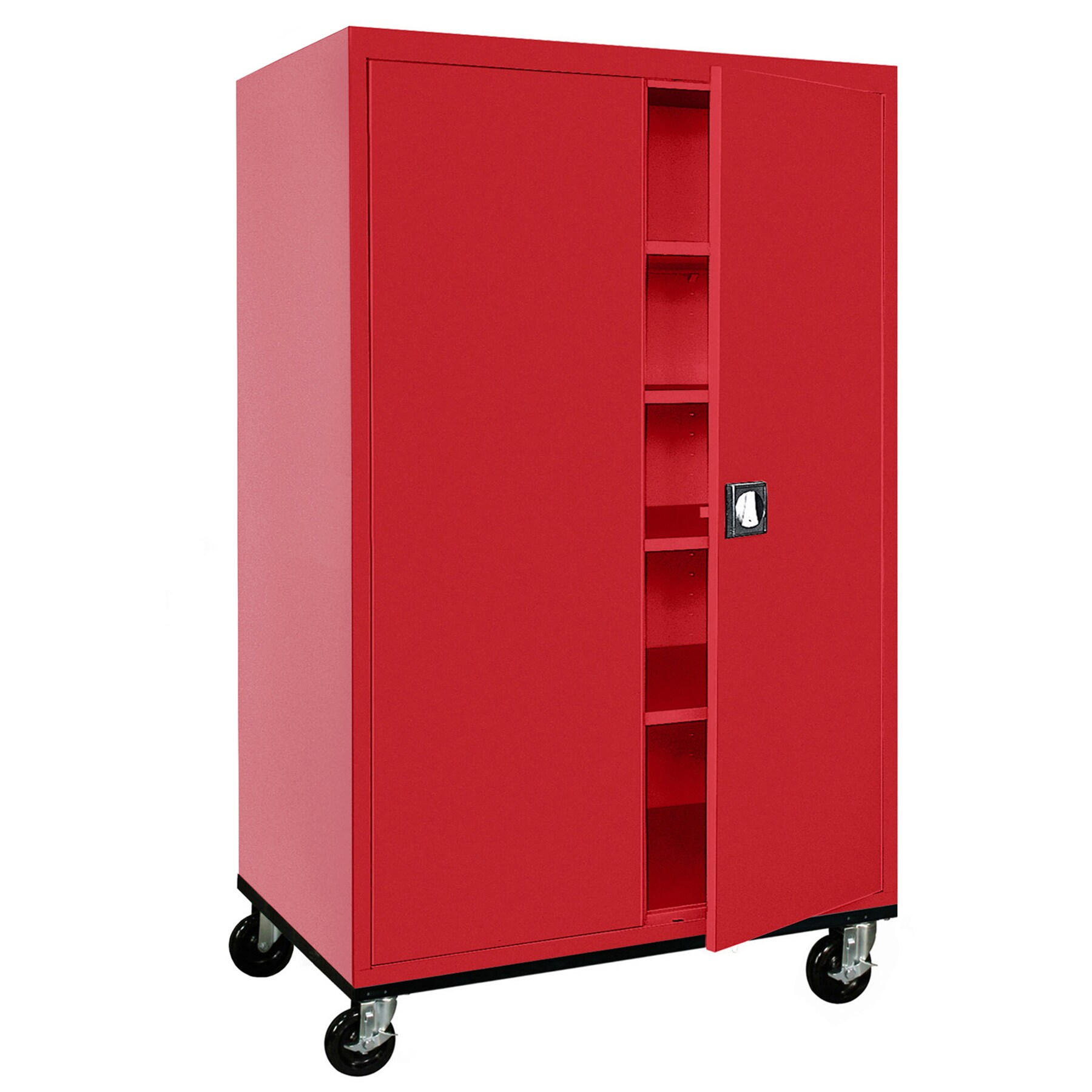 Gabinete de garaje de acero independiente en rojo de 46 pulgadas de ancho x 78 pulgadas de alto x 24 pulgadas de profundidad Sandusky TA4R462472-01