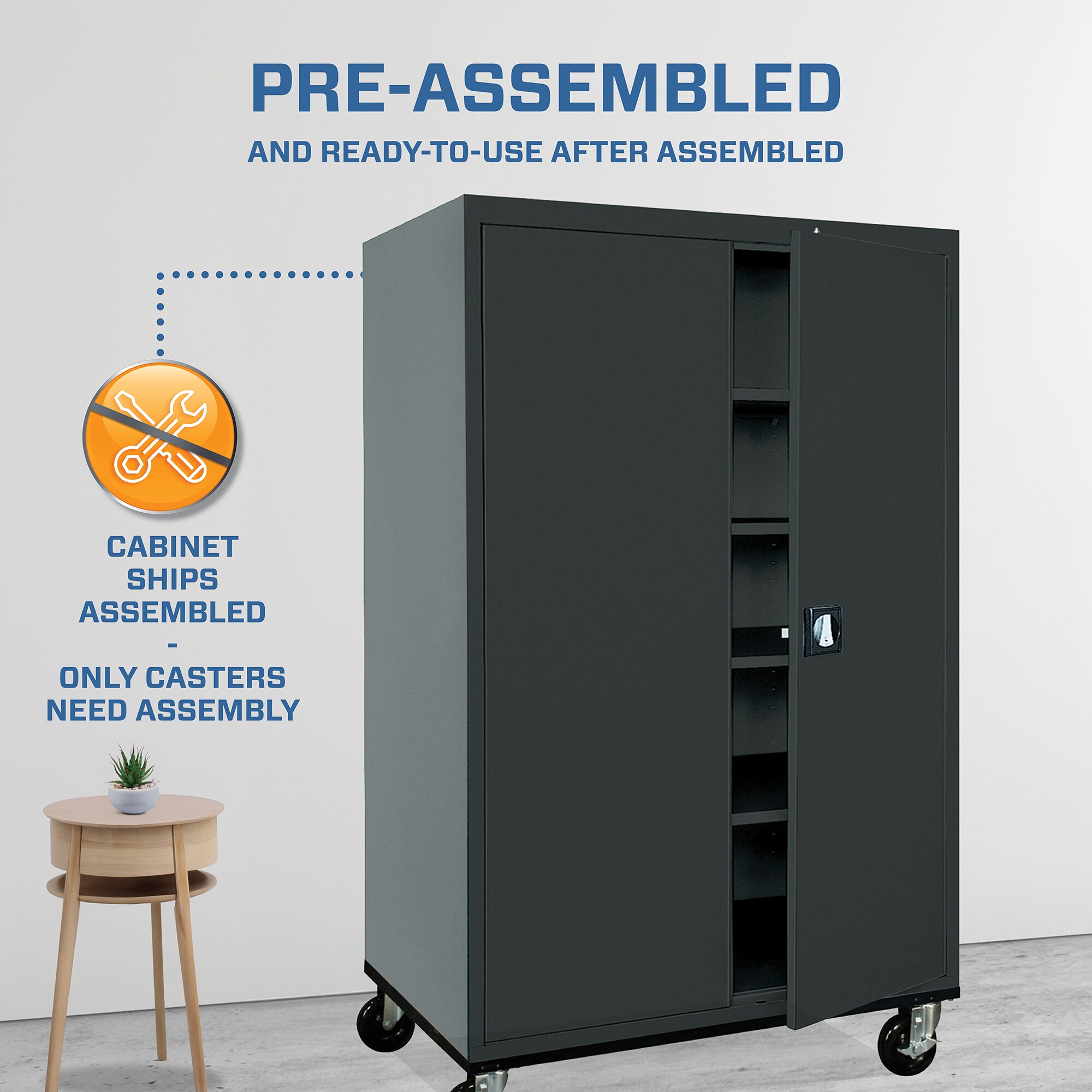Gabinete de Garaje de Acero Independiente en Negro de 46 pulgadas de Ancho x 78 pulgadas de Alto x 24 pulgadas de Profundidad Sandusky TA4R462472-09