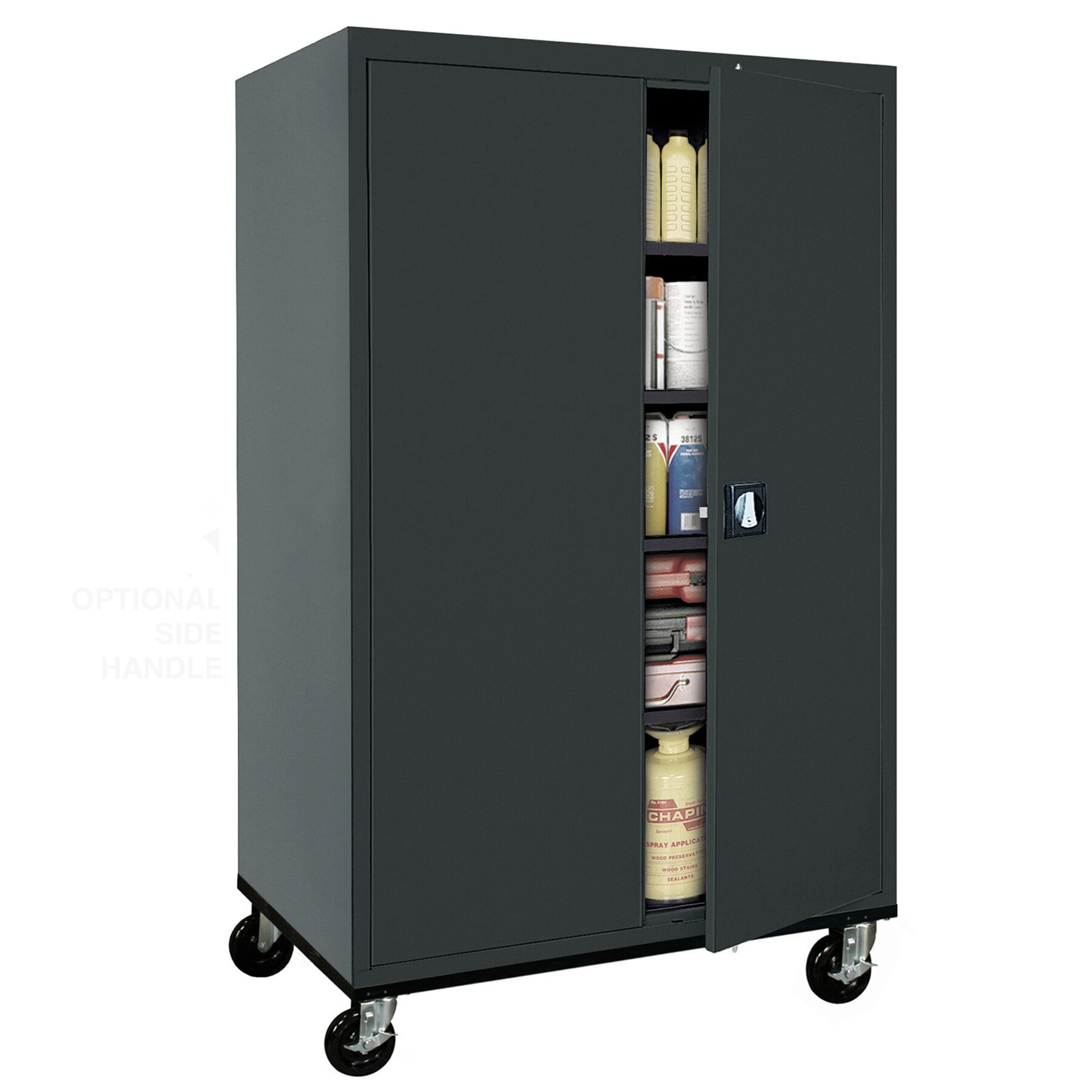 Gabinete de Garaje de Acero Independiente en Negro de 46 pulgadas de Ancho x 78 pulgadas de Alto x 24 pulgadas de Profundidad Sandusky TA4R462472-09