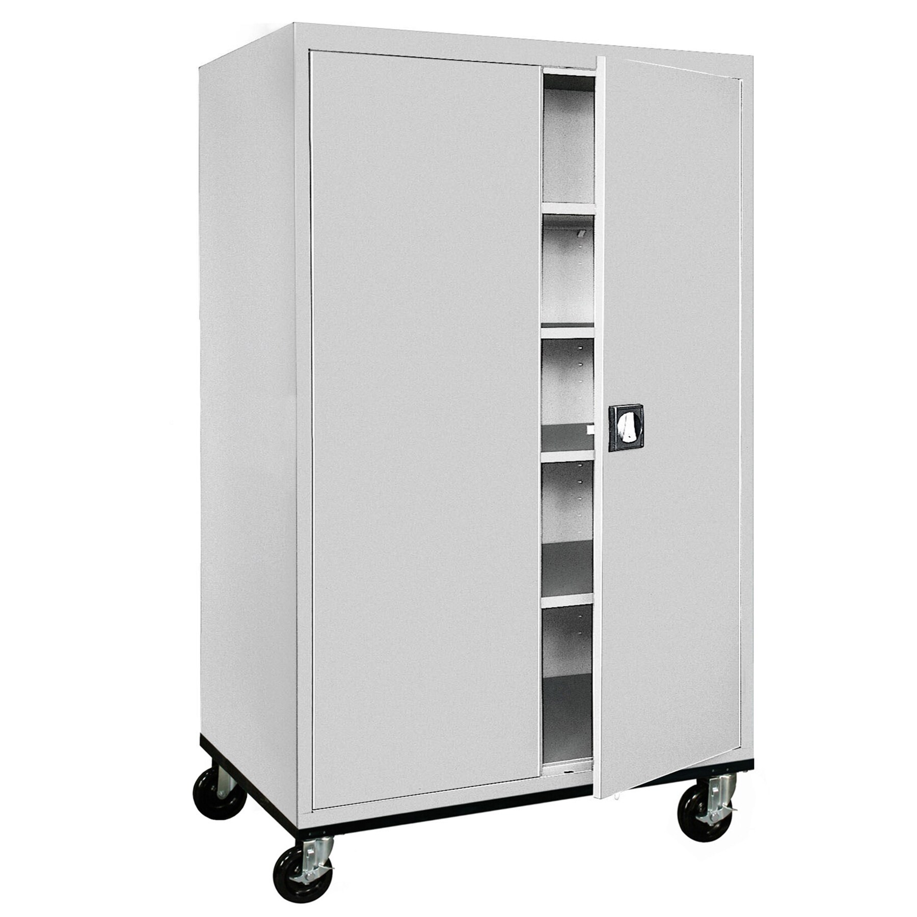 Gabinete de garaje independiente de acero en gris de 46 pulgadas de ancho x 78 pulgadas de alto x 24 pulgadas de profundidad Sandusky TA4R462472-05