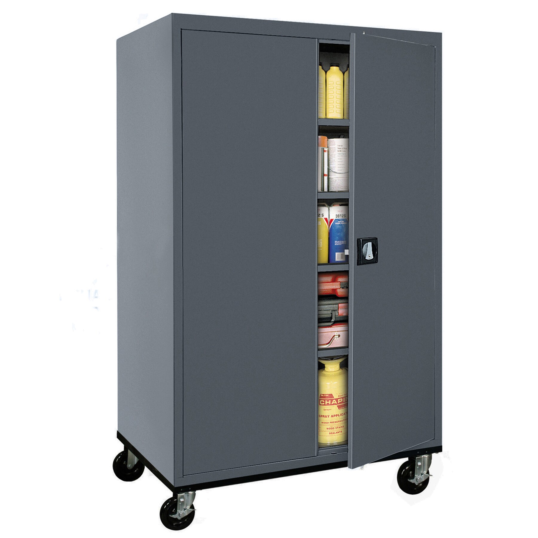 Gabinete de garaje independiente de acero en gris de 46 pulgadas de ancho x 78 pulgadas de alto x 24 pulgadas de profundidad de Sandusky TA4R462472-02