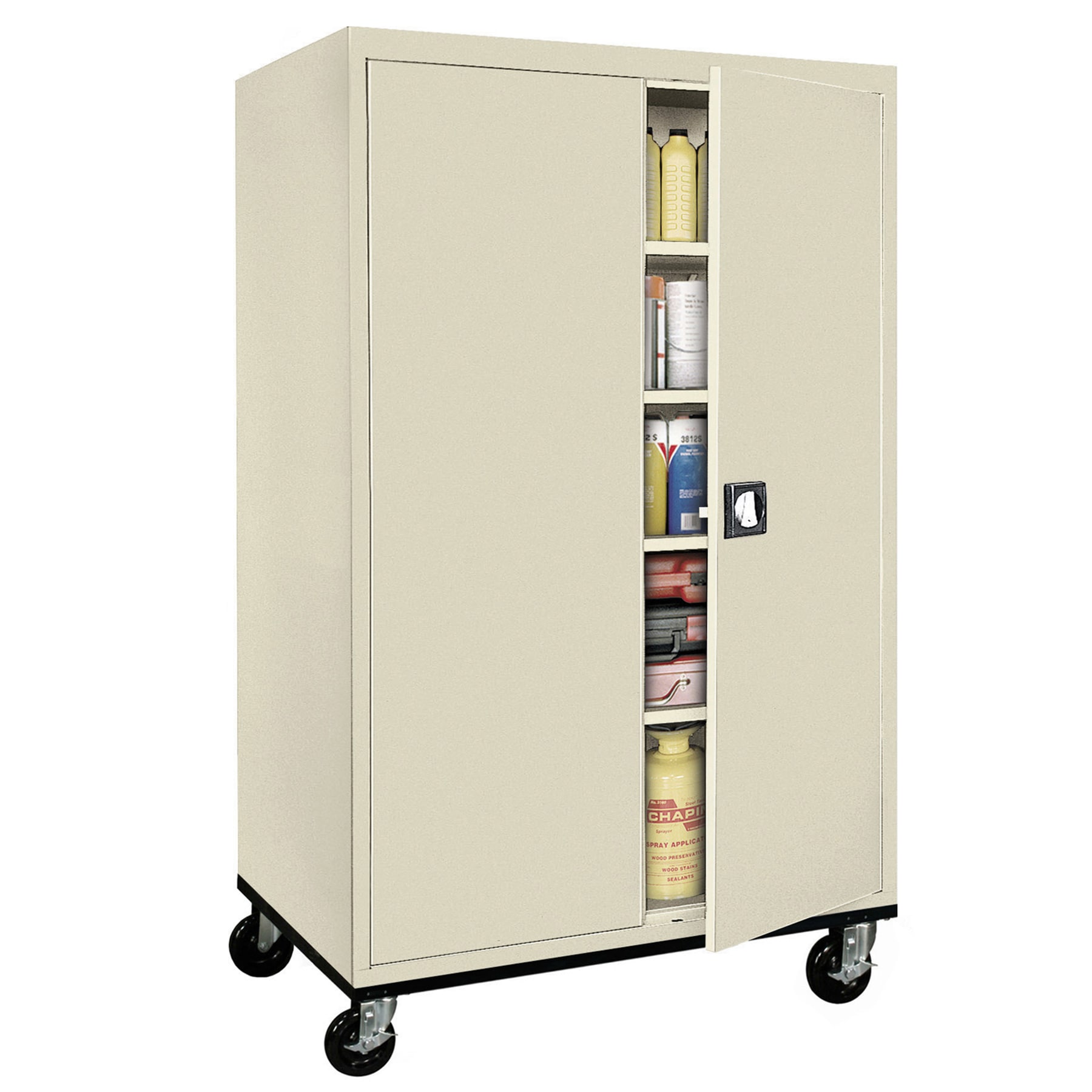 Gabinete de garaje de acero independiente en marrón/beige de 46 pulgadas de ancho x 78 pulgadas de alto x 24 pulgadas de profundidad Sandusky TA4R462472-07
