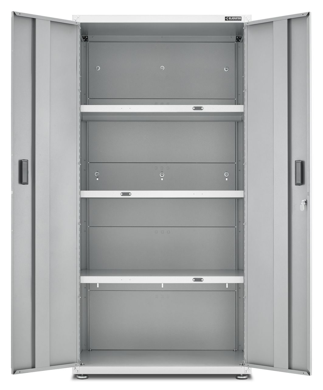 Gabinete de garaje de acero listo para ensamblar Gladiator Jumbo GearBox 36.0 pulgadas de ancho x 72.0 pulgadas de alto x 24.0 pulgadas de profundidad, montaje independiente o en la pared, en color blanco GAJG36FDZW