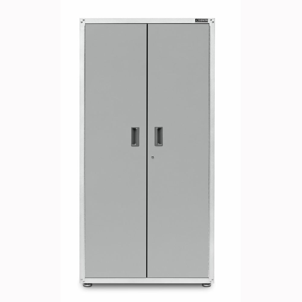 Gabinete de garaje de acero listo para ensamblar Gladiator Jumbo GearBox 36.0 pulgadas de ancho x 72.0 pulgadas de alto x 24.0 pulgadas de profundidad, montaje independiente o en la pared, en color blanco GAJG36FDZW