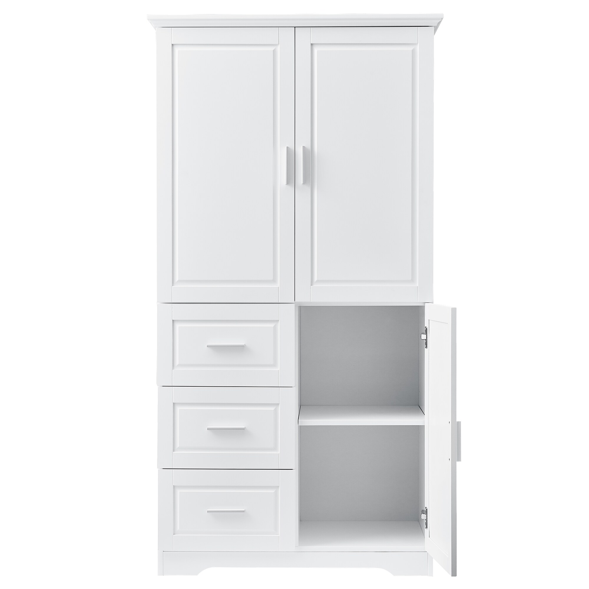 Gabinete de almacenamiento utilitario independiente o para montar en la pared de MDF blanco Siavonce 19.6 pulgadas de ancho x 62.2 pulgadas de alto FZ65921