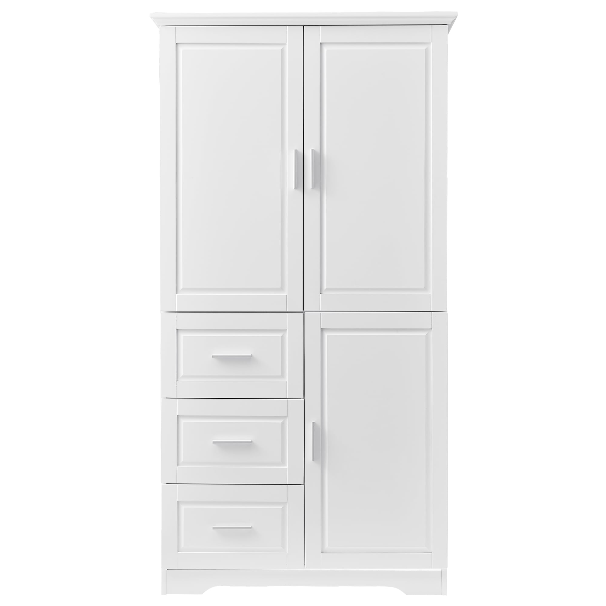 Gabinete de almacenamiento utilitario independiente o para montar en la pared de MDF blanco Siavonce 19.6 pulgadas de ancho x 62.2 pulgadas de alto FZ65921