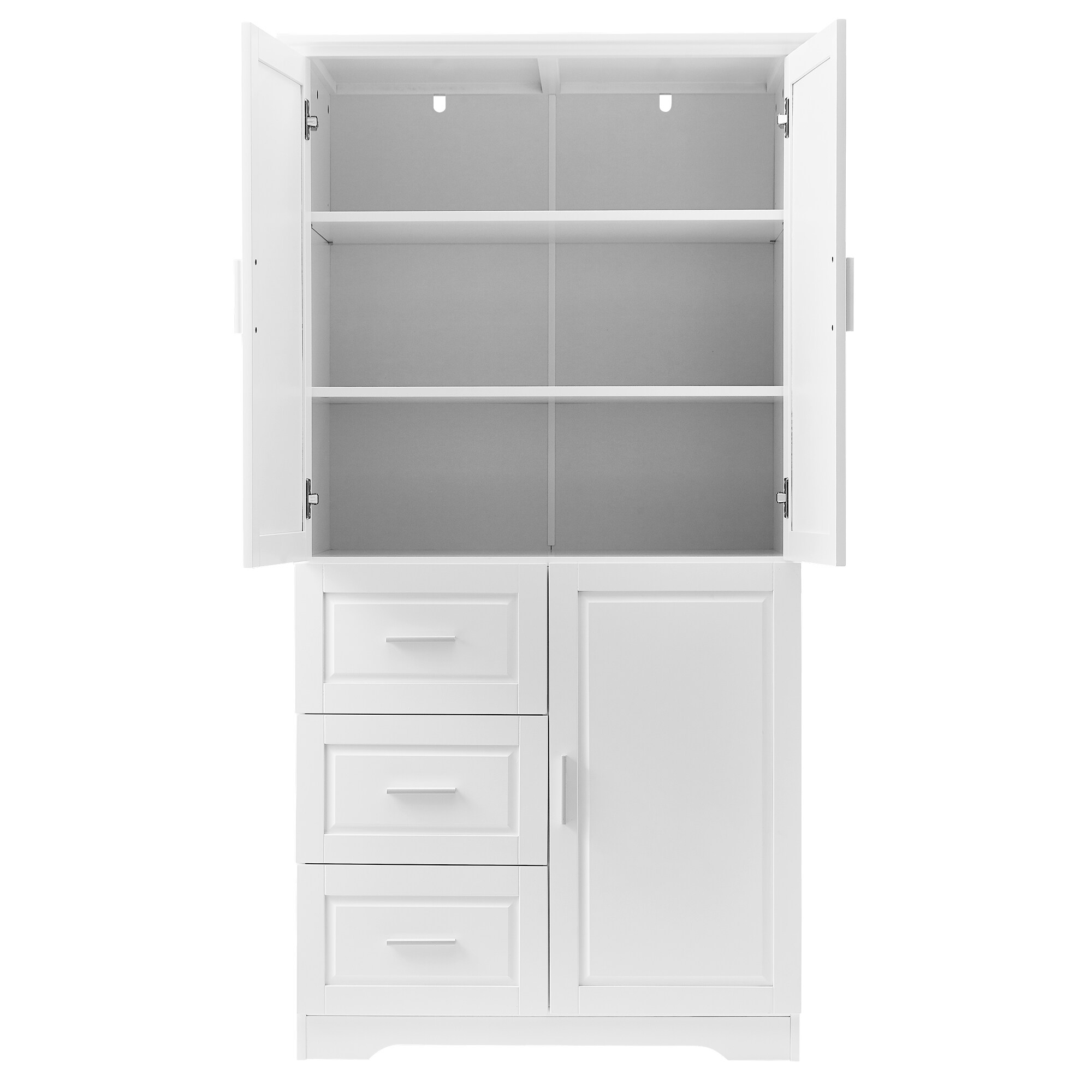 Gabinete de almacenamiento utilitario independiente o para montar en la pared de MDF blanco Siavonce 19.6 pulgadas de ancho x 62.2 pulgadas de alto FZ65921