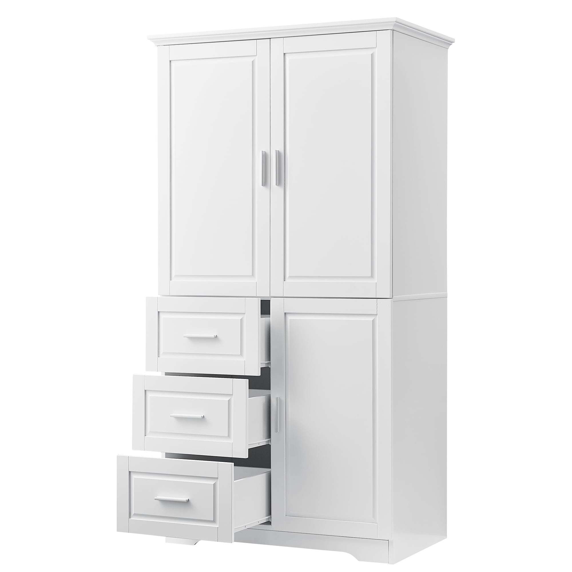 Gabinete de almacenamiento utilitario independiente o para montar en la pared de MDF blanco Siavonce 19.6 pulgadas de ancho x 62.2 pulgadas de alto FZ65921