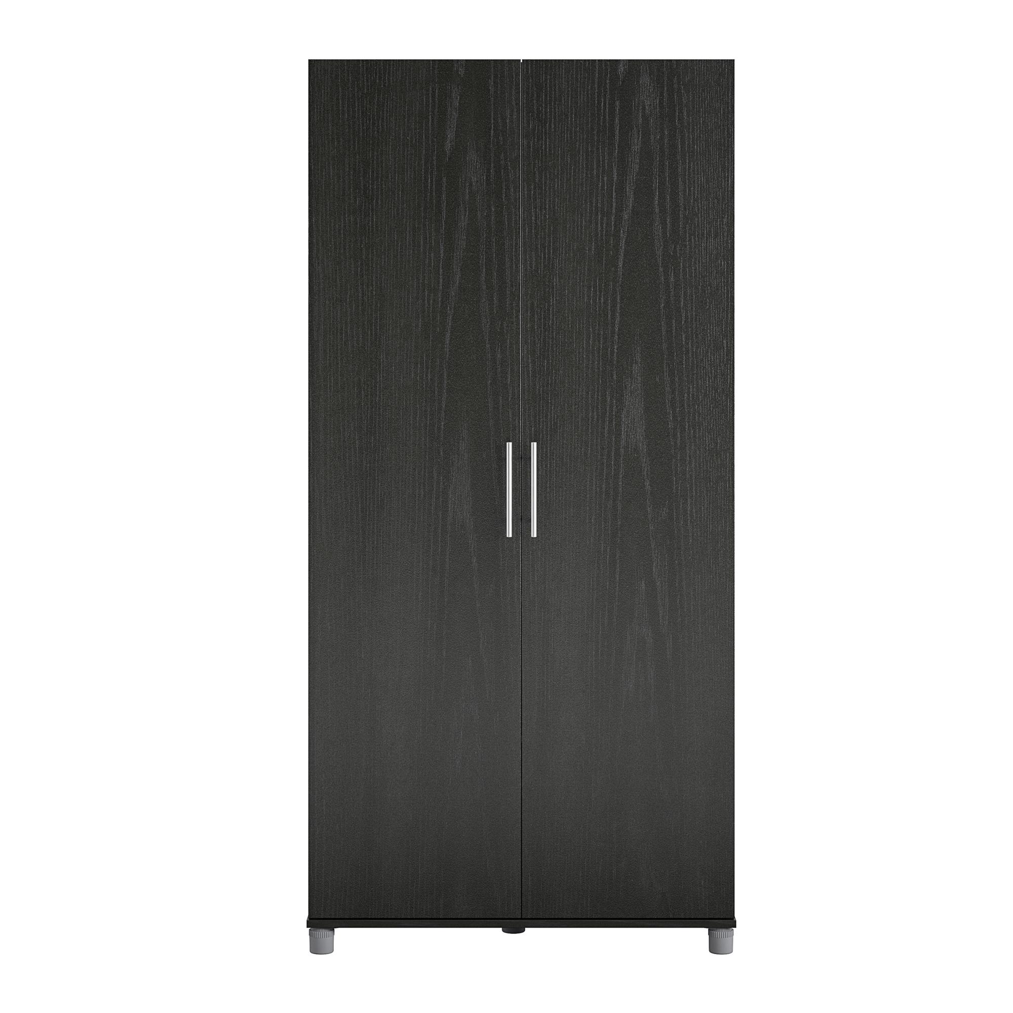 Gabinete de almacenamiento de utilidad independiente de madera compuesta de Roble Negro/Roble Nocturno Ameriwood Home Camberly 23.7 pulgadas de ancho x 74.3 pulgadas de alto 2579335COM