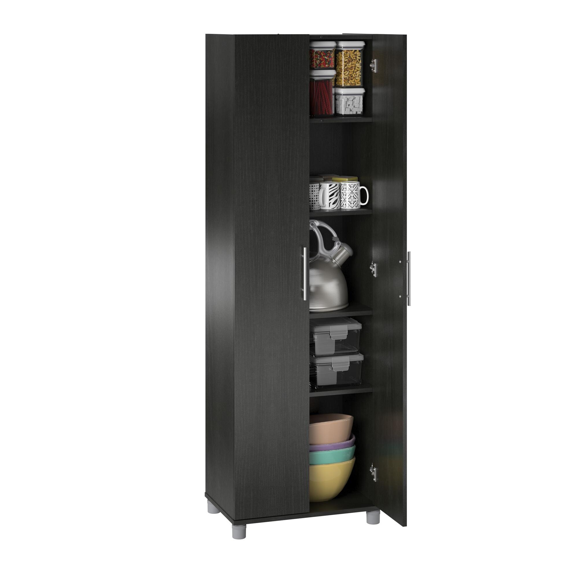 Gabinete de almacenamiento de utilidad independiente de madera compuesta de Roble Negro/Roble Nocturno Ameriwood Home Camberly 23.7 pulgadas de ancho x 74.3 pulgadas de alto 2579335COM