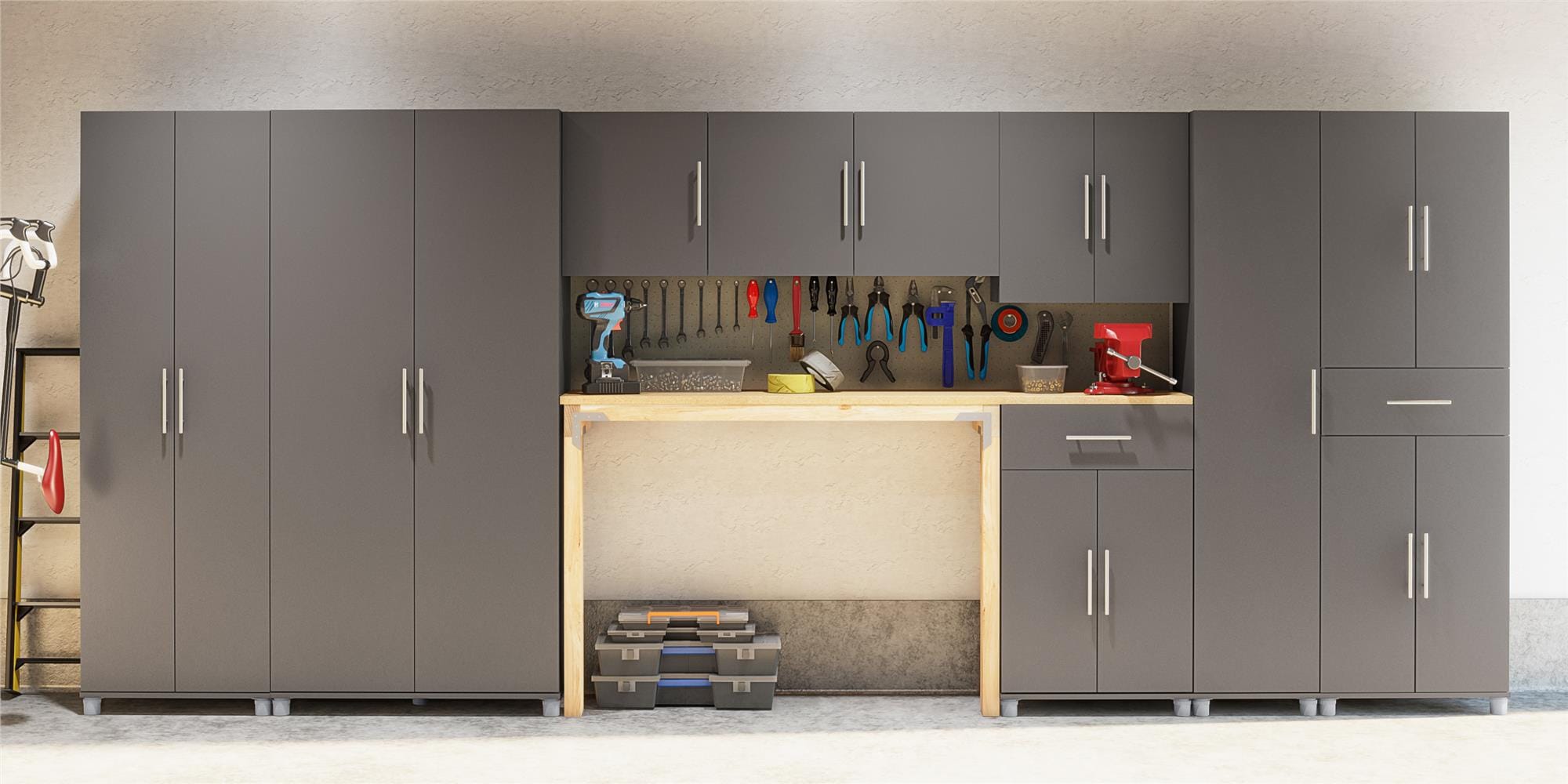 Gabinete de almacenamiento de utilidad independiente de compuesto de madera color gris grafito/gris grafito Ameriwood Home Camberly 23.7 pulgadas de ancho x 74.29 pulgadas de alto 2579408COM