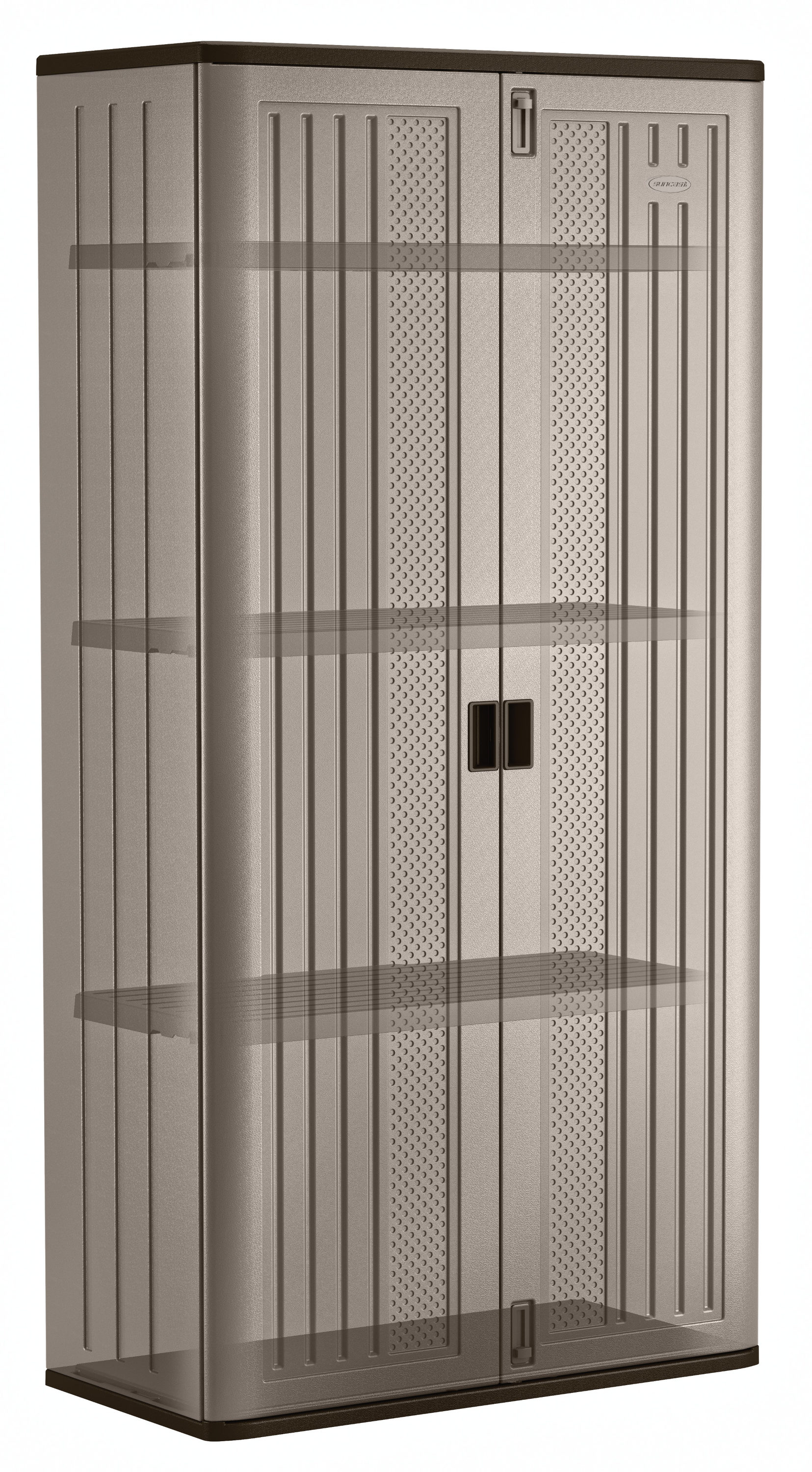 Gabinete de plástico independiente para garaje en gris de 40 pulgadas de ancho x 80.25 pulgadas de alto x 20.25 pulgadas de profundidad Suncast BMC8000D
