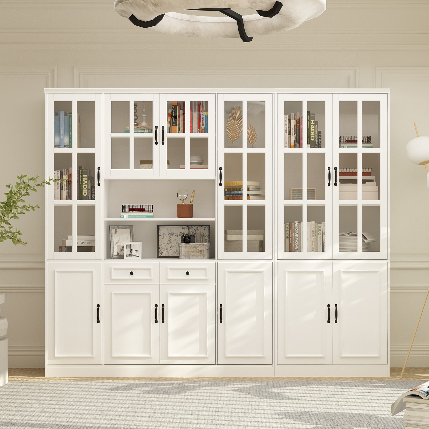 Gabinete de Almacenamiento Útil Autosoportado Blanco de MDF FUFU&GAGA 94.5 pulgadas de ancho x 78.7 pulgadas de alto LJY-KF020319+321