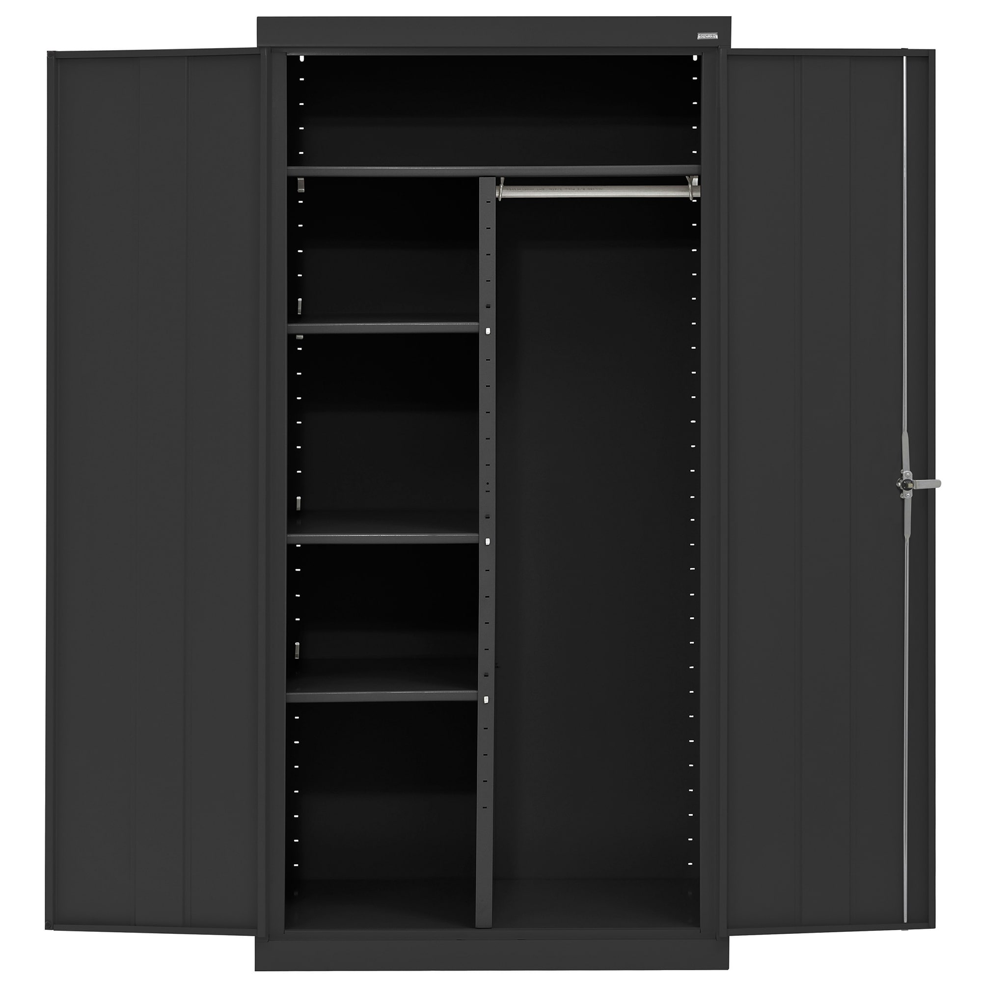 Gabinete de garaje independiente de acero en negro Sandusky Classic de 36 pulgadas de ancho x 72 pulgadas de alto x 24 pulgadas de profundidad