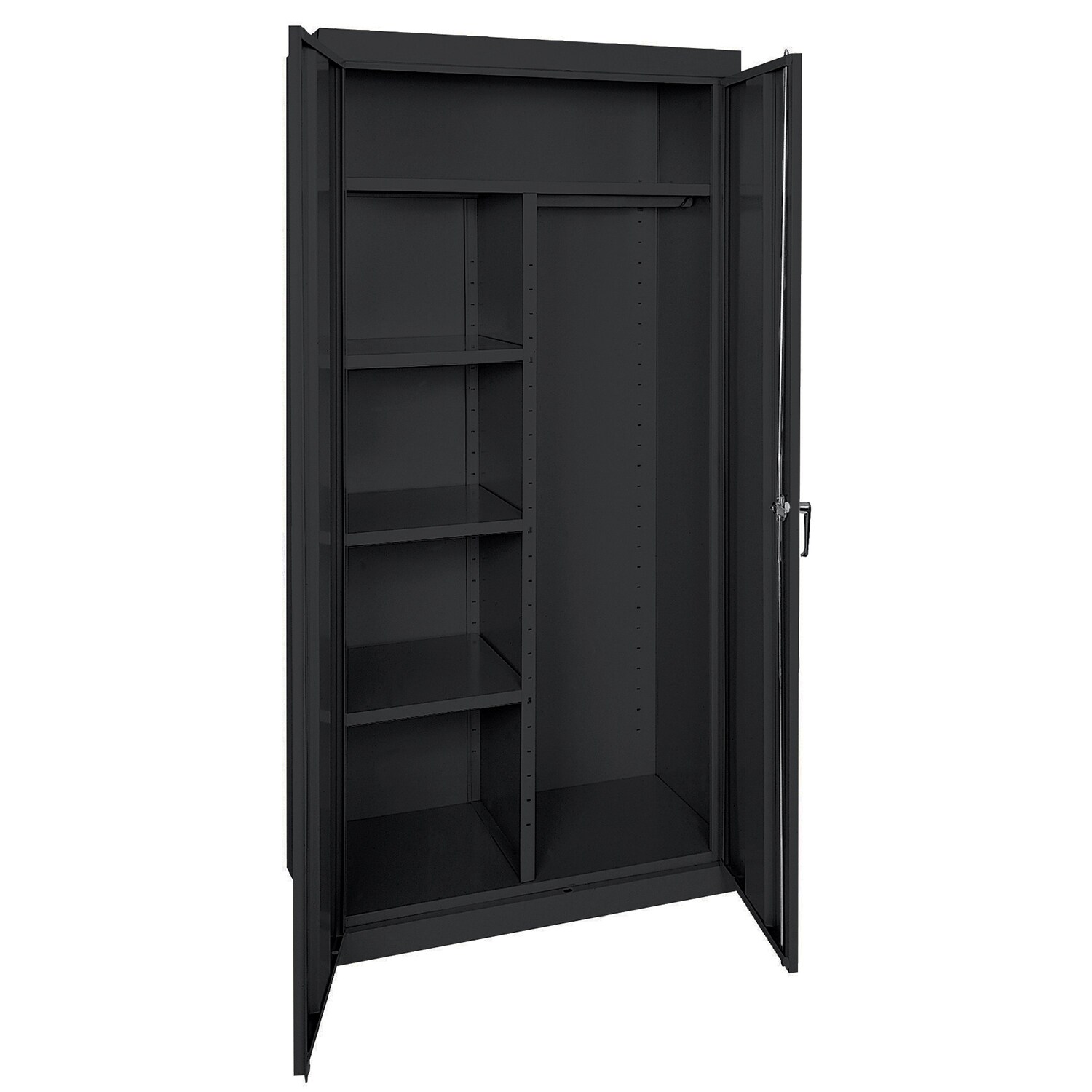 Gabinete de garaje independiente de acero en negro Sandusky Classic de 36 pulgadas de ancho x 72 pulgadas de alto x 24 pulgadas de profundidad