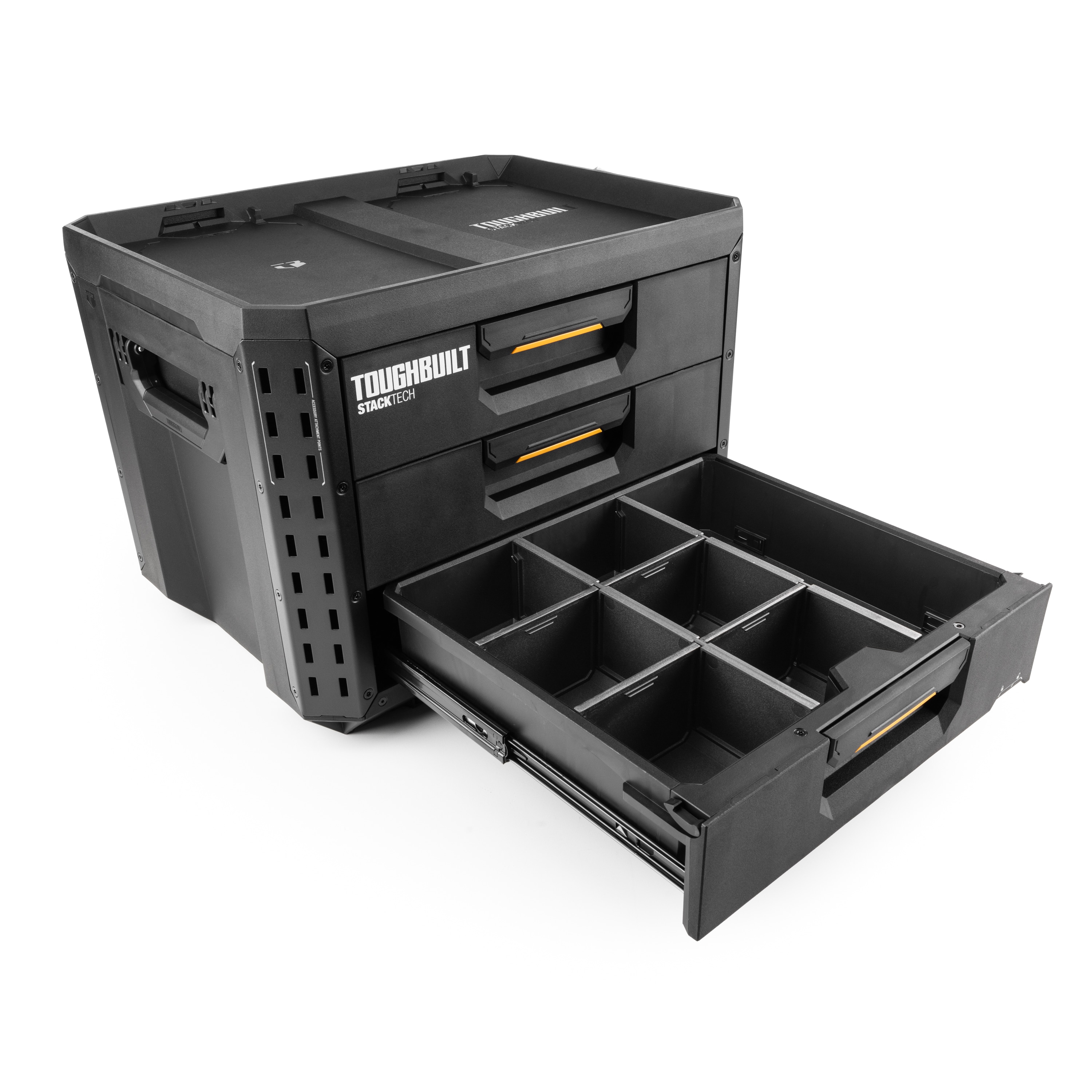 Caja de herramientas de plástico y metal con 3 cajones TOUGHBUILT STACKTECH XL 21 pulgadas de ancho x 15.6 pulgadas de alto x 16 pulgadas de profundidad TB-B1-D-70-3.