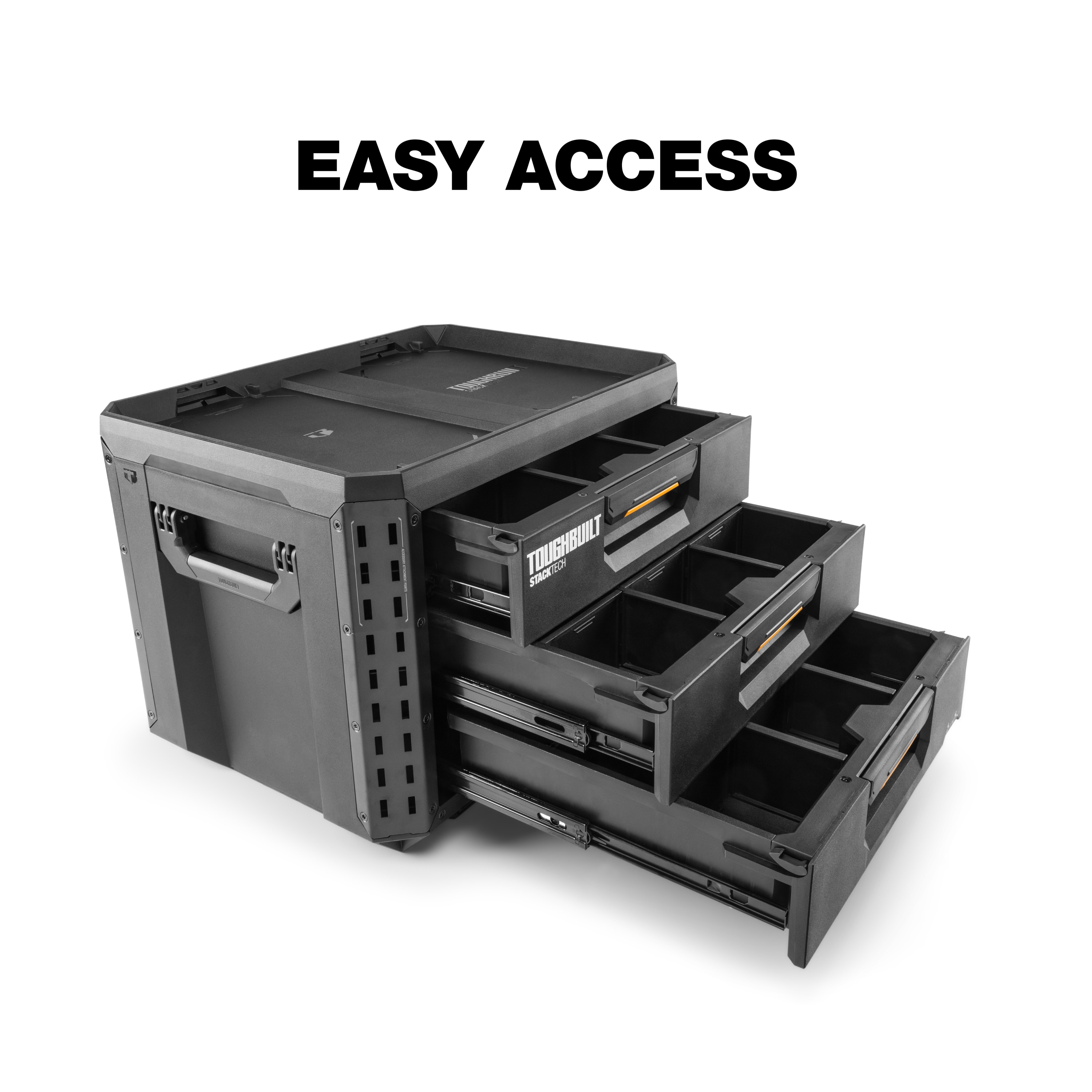 Caja de herramientas de plástico y metal con 3 cajones TOUGHBUILT STACKTECH XL 21 pulgadas de ancho x 15.6 pulgadas de alto x 16 pulgadas de profundidad TB-B1-D-70-3.