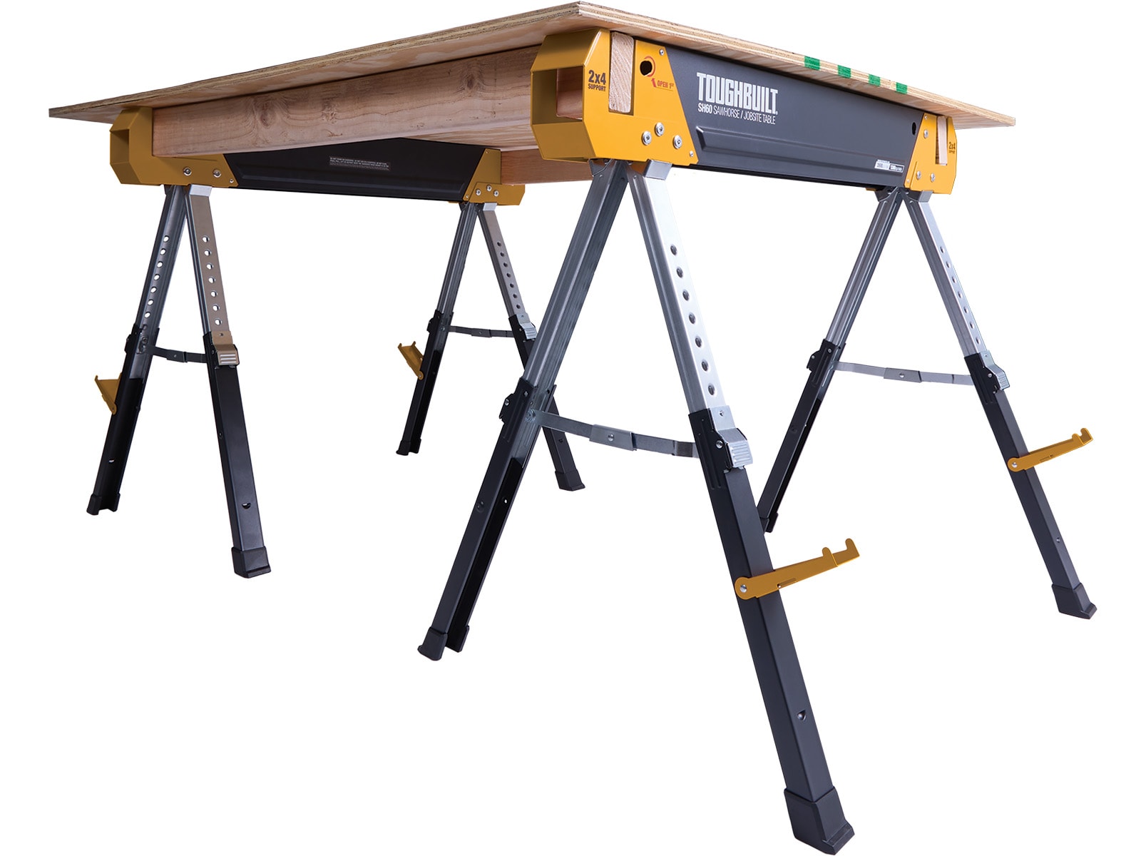Caballo de Sierra de Acero Ajustable TOUGHBUILT SH60 de 40 pulgadas de ancho x 32 pulgadas de alto (Capacidad de 1300 lb) TBL-SH60