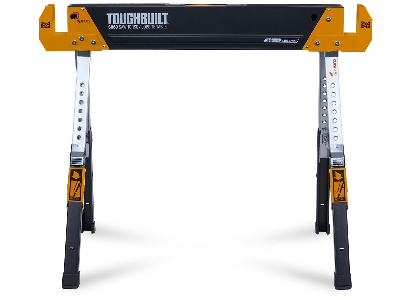 Caballo de Sierra de Acero Ajustable TOUGHBUILT SH60 de 40 pulgadas de ancho x 32 pulgadas de alto (Capacidad de 1300 lb) TBL-SH60