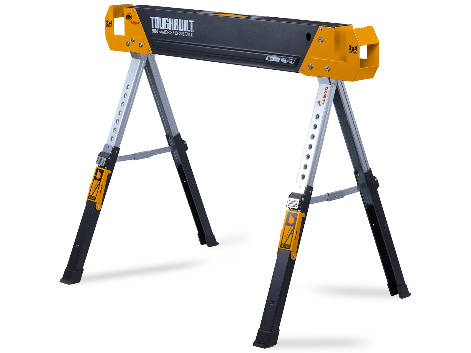 Caballo de Sierra de Acero Ajustable TOUGHBUILT SH60 de 40 pulgadas de ancho x 32 pulgadas de alto (Capacidad de 1300 lb) TBL-SH60