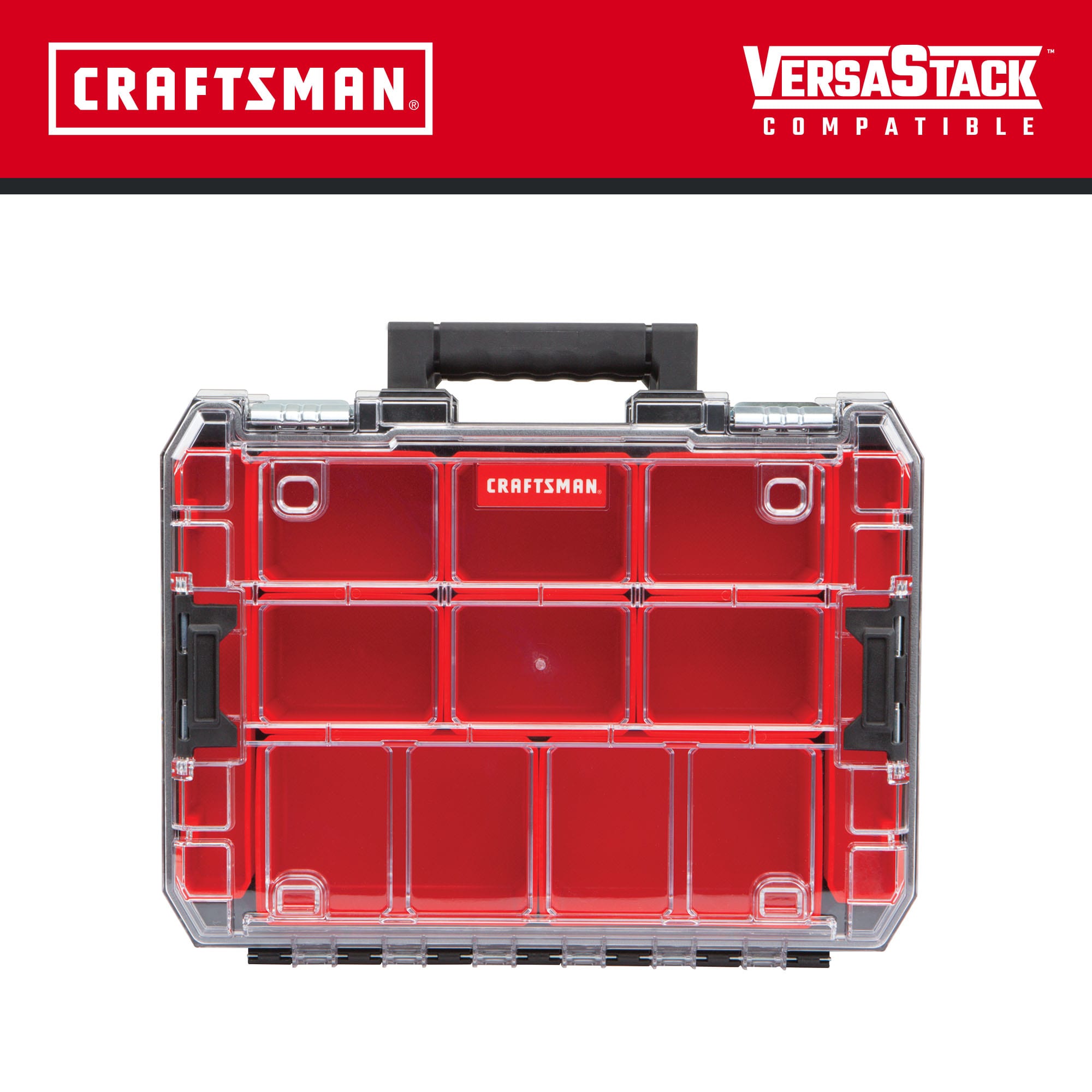 Organizador de piezas pequeñas de plástico grande Craftsmas Versastack de 10 compartimentos CMST17817