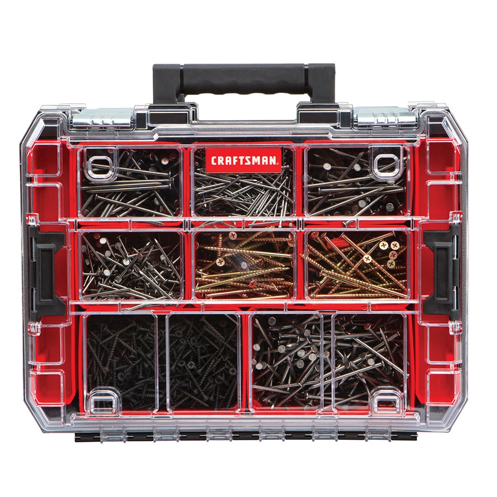 Organizador de piezas pequeñas de plástico grande Craftsmas Versastack de 10 compartimentos CMST17817