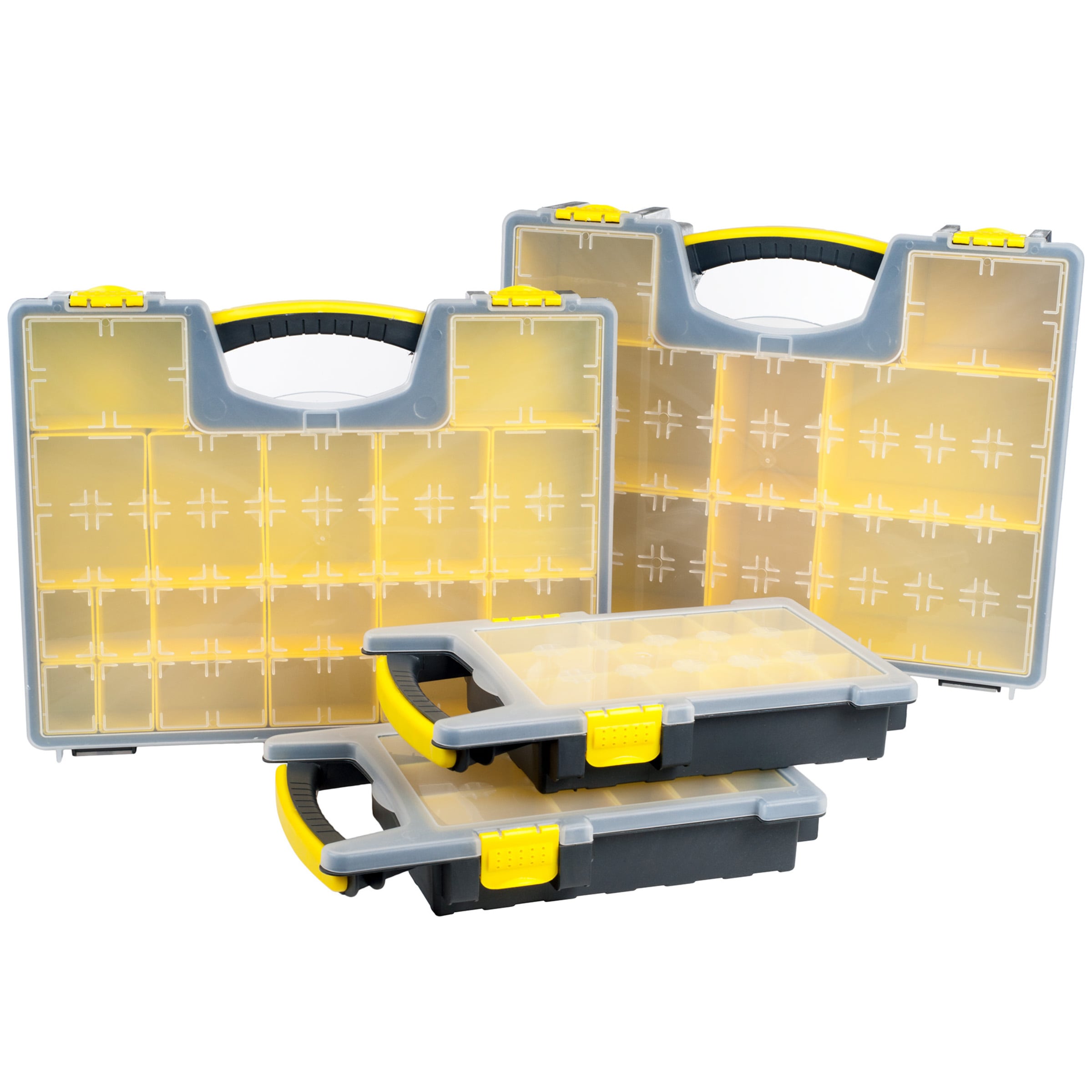 Organizador de plástico para piezas pequeñas de diferentes tamaños con 57 compartimentos de Fleming Supply 831932CSJ.