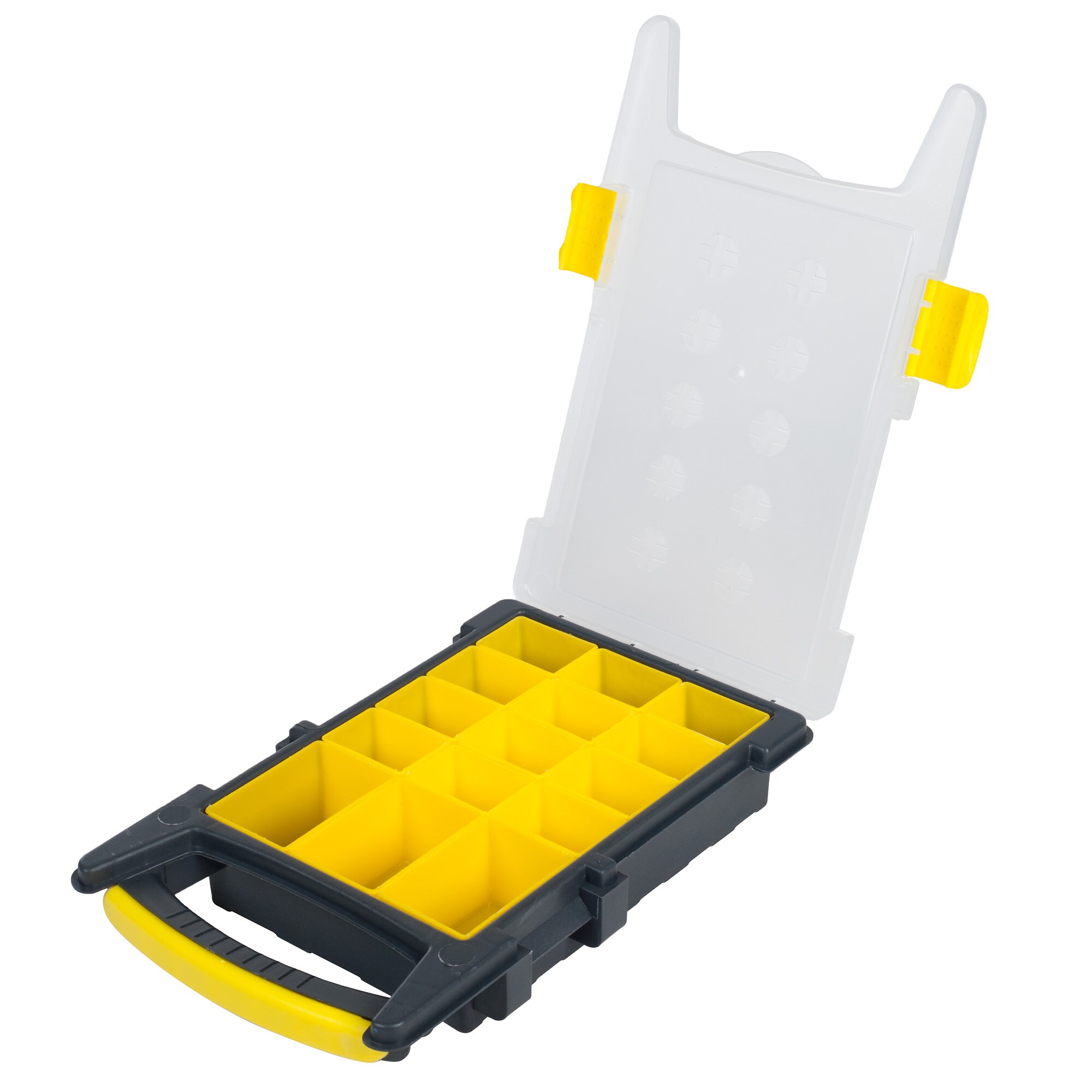 Organizador de plástico para piezas pequeñas de diferentes tamaños con 57 compartimentos de Fleming Supply 831932CSJ.