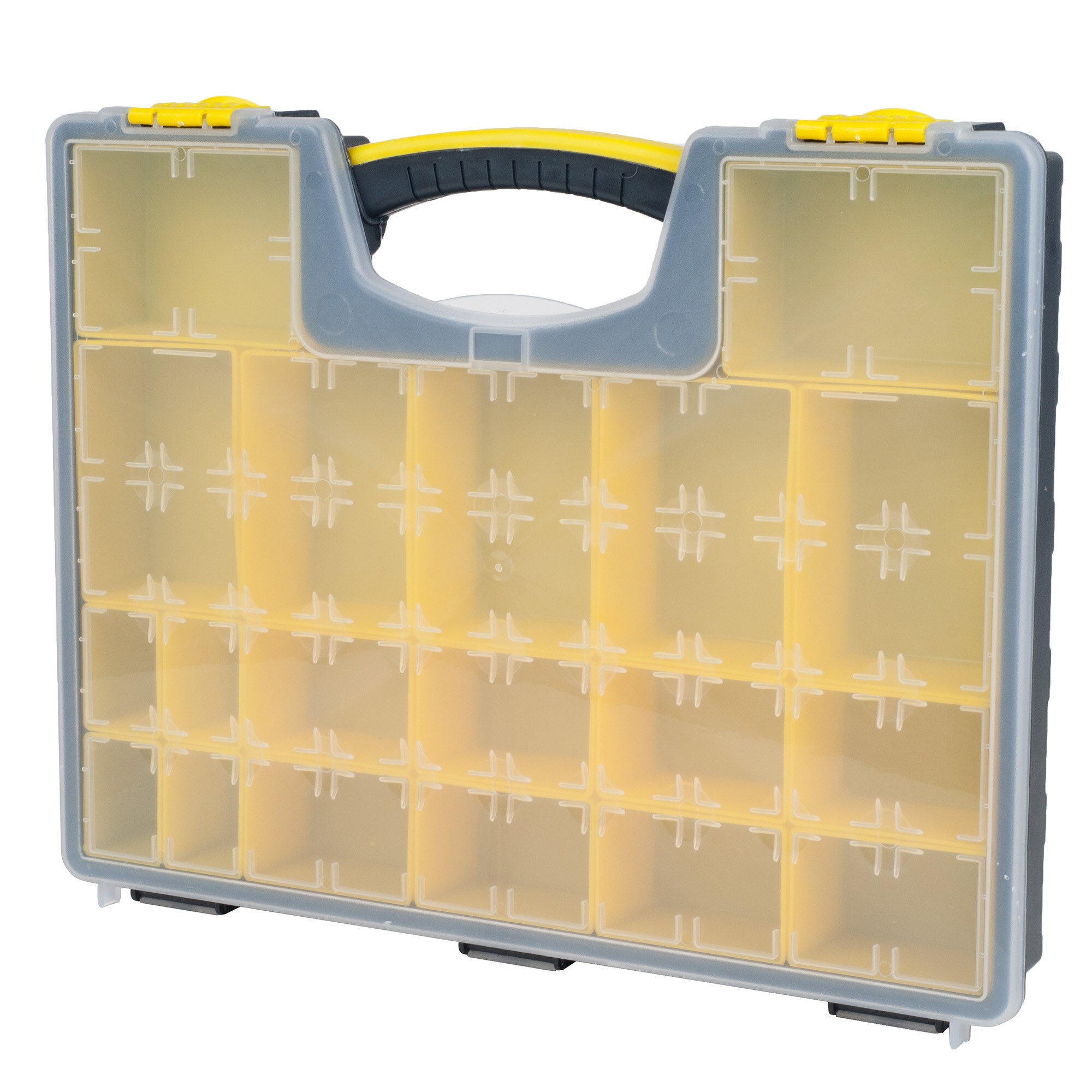 Organizador de plástico para piezas pequeñas de diferentes tamaños con 57 compartimentos de Fleming Supply 831932CSJ.